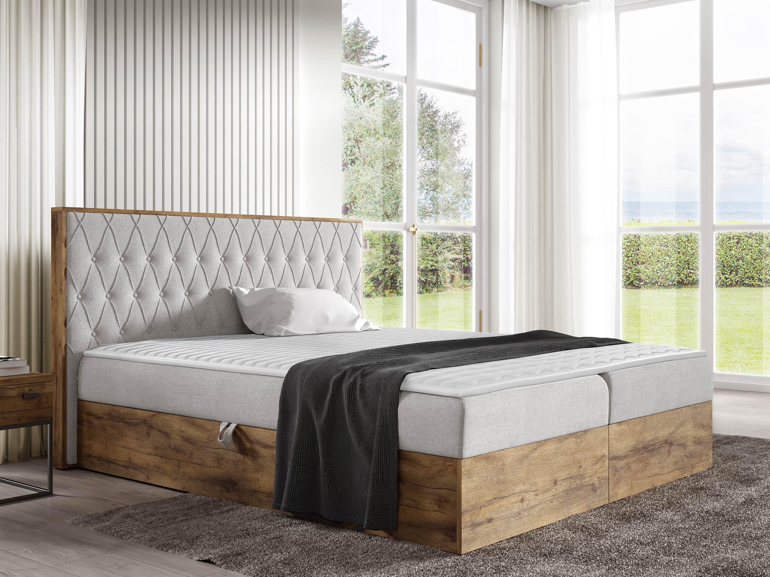 BOXBETT Wood 6 - H3 Textil MIRJAN24 Möbel > Betten > Boxspringbetten Grau