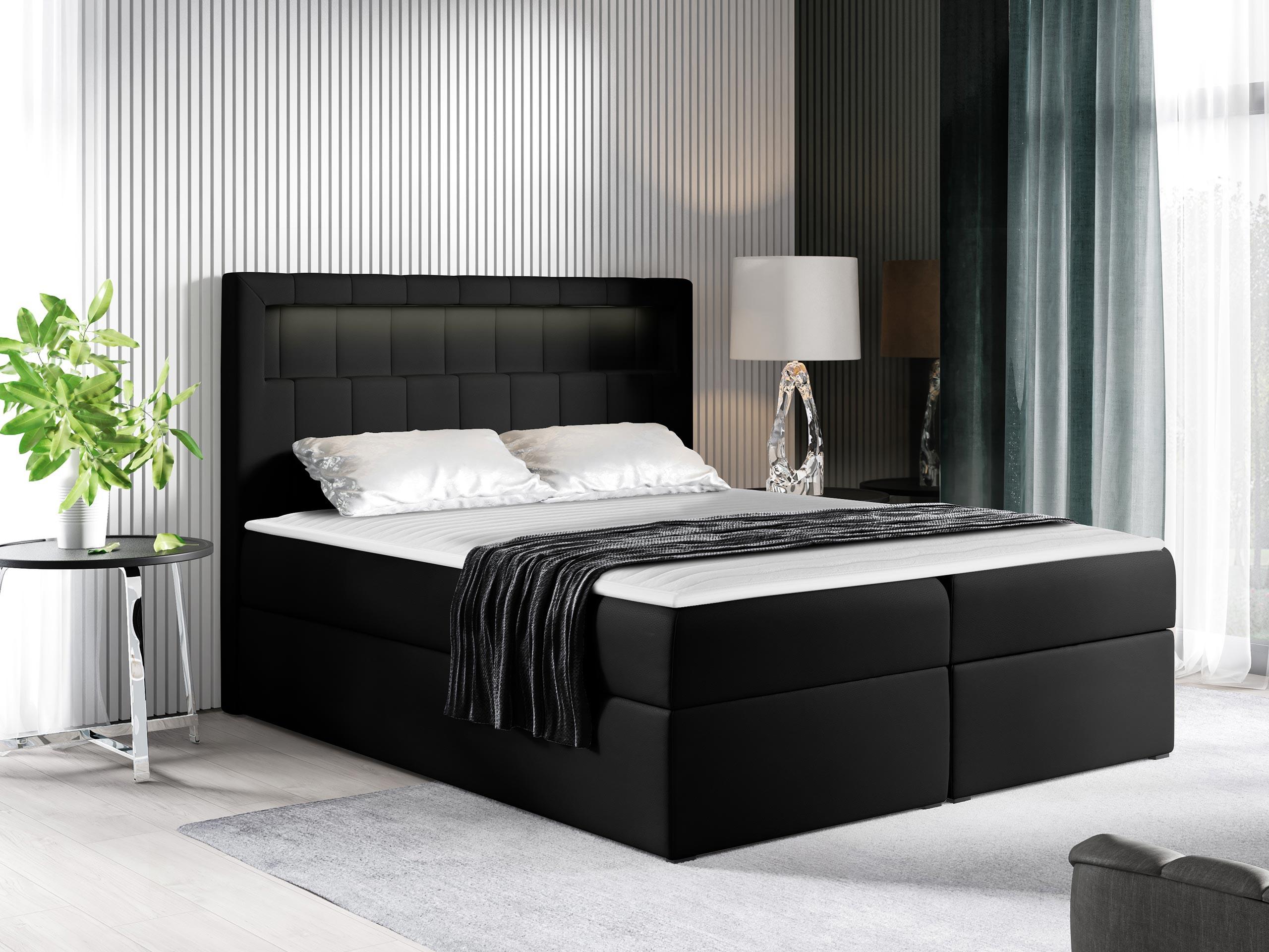 BOXBETT Aspen - H3 Textil MIRJAN24 Möbel > Betten > Boxspringbetten Schwarz