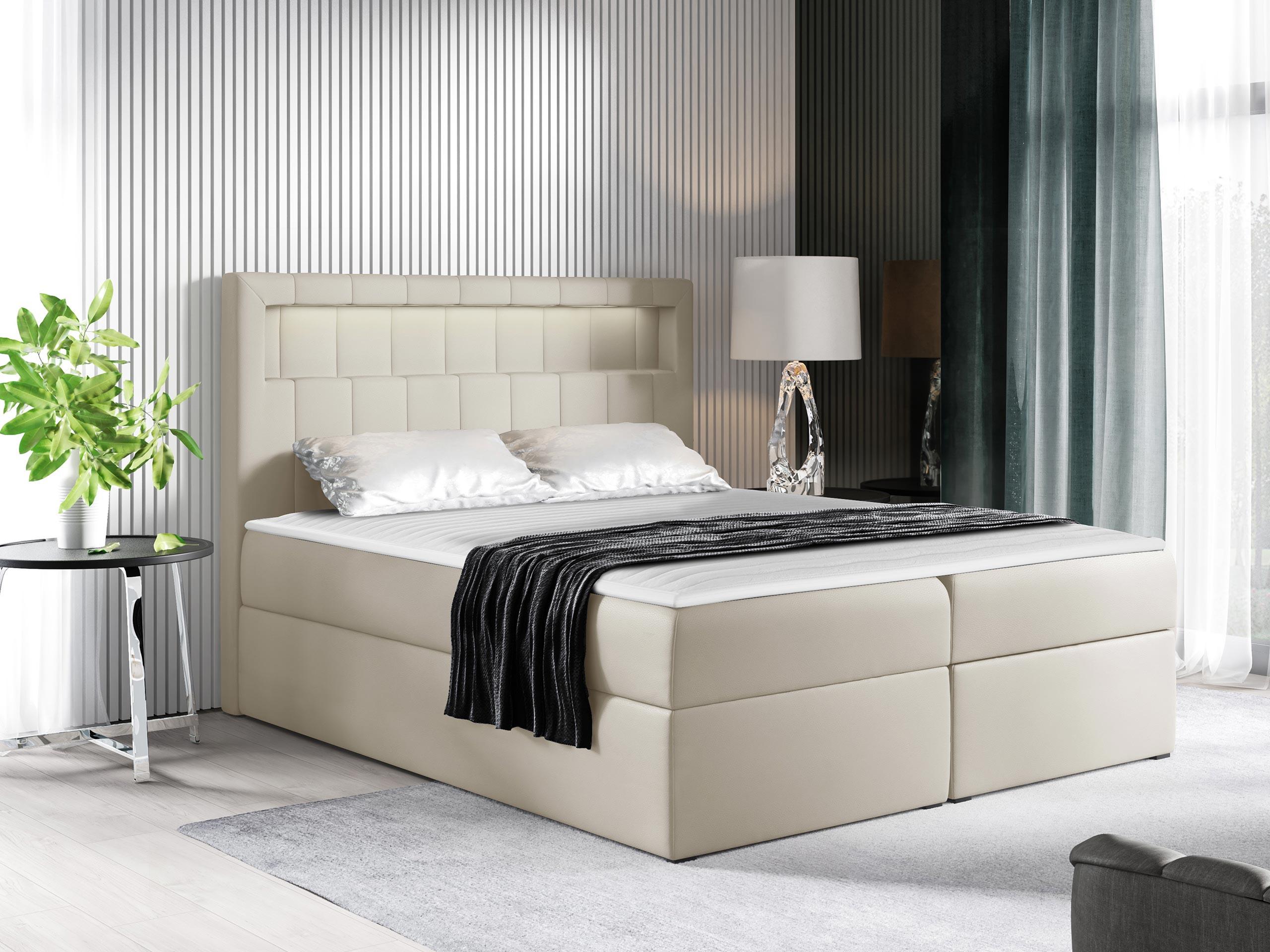 BOXBETT Aspen - H3 Textil MIRJAN24 Möbel > Betten > Boxspringbetten Beige