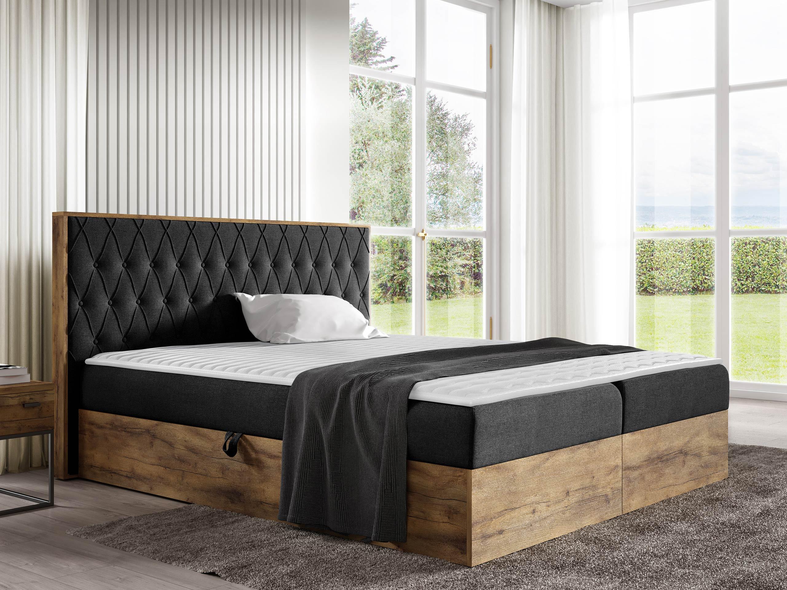 BOXBETT Wood 6 - H3 Textil MIRJAN24 Möbel > Betten > Boxspringbetten Grau