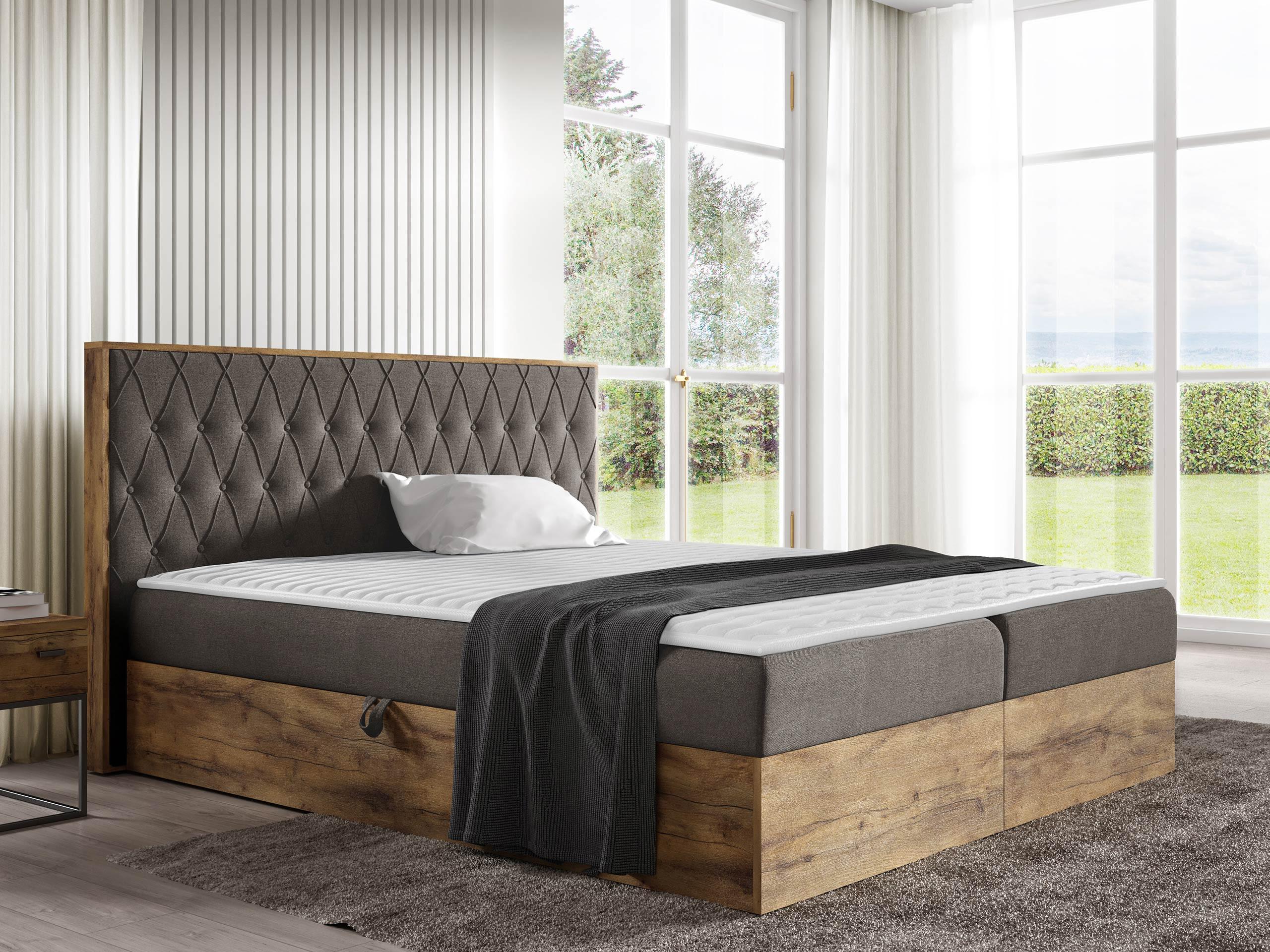 BOXBETT Wood 6 - H3 Textil MIRJAN24 Möbel > Betten > Boxspringbetten Braun
