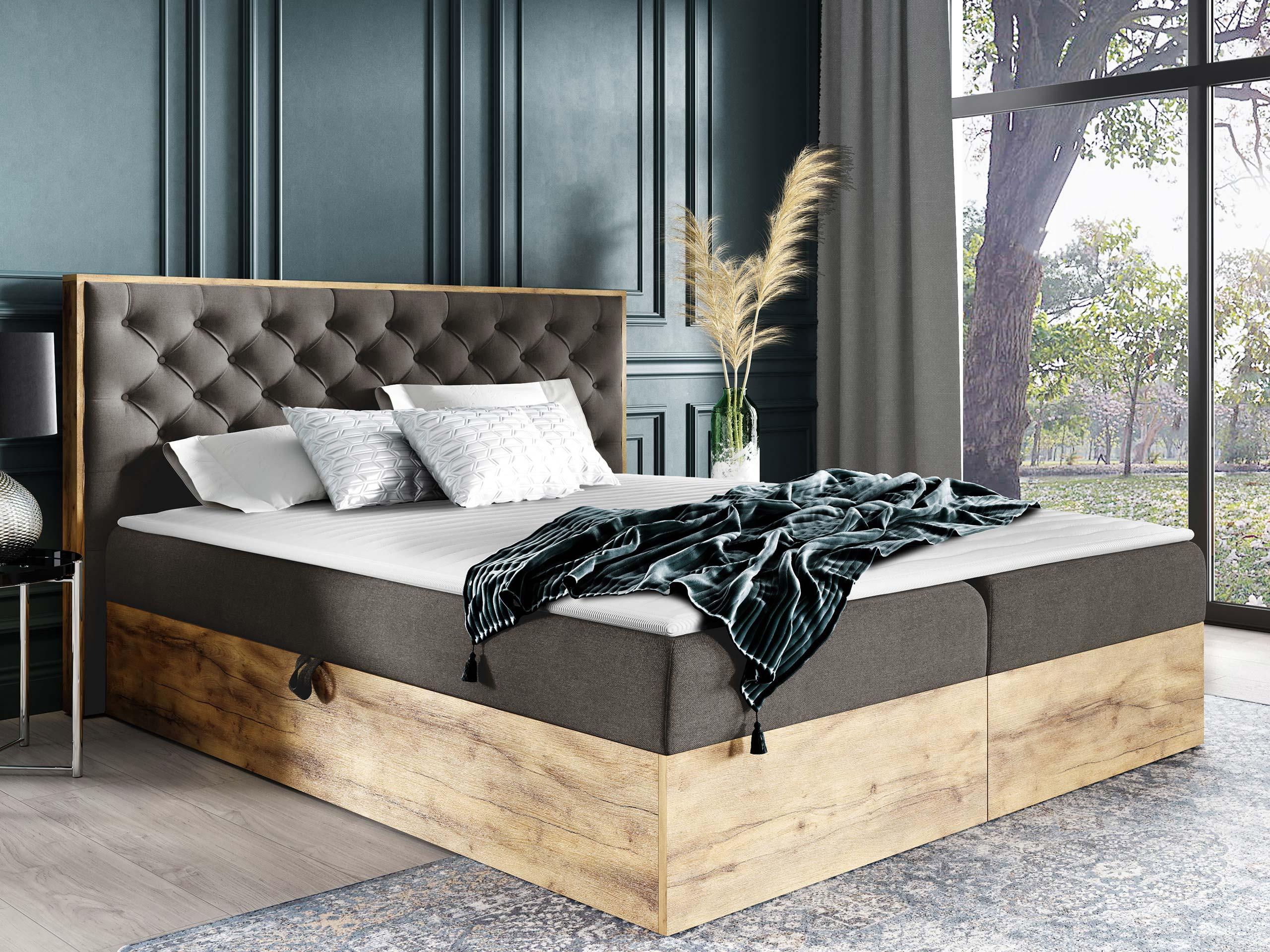 BOXBETT Wood 3 - H3 Textil MIRJAN24 Möbel > Betten > Boxspringbetten Grau