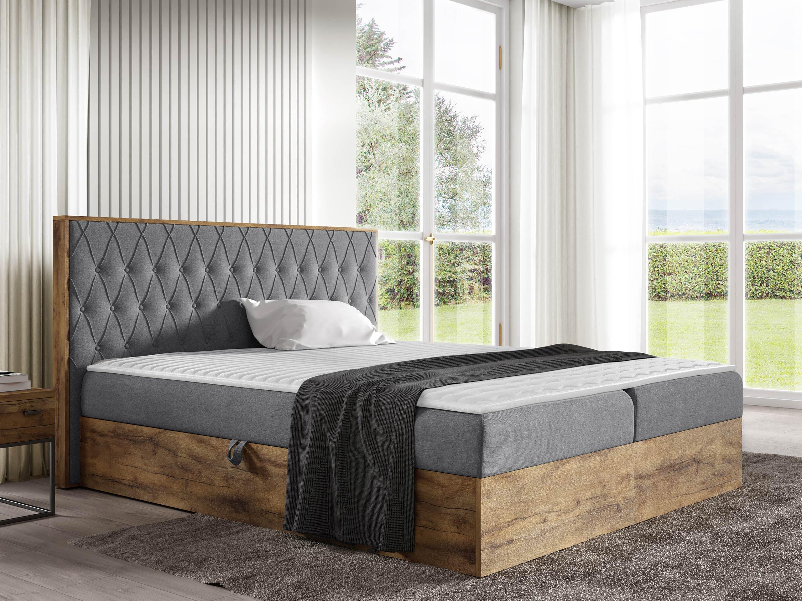BOXBETT Wood 6 - H3 Textil MIRJAN24 Möbel > Betten > Boxspringbetten Grau