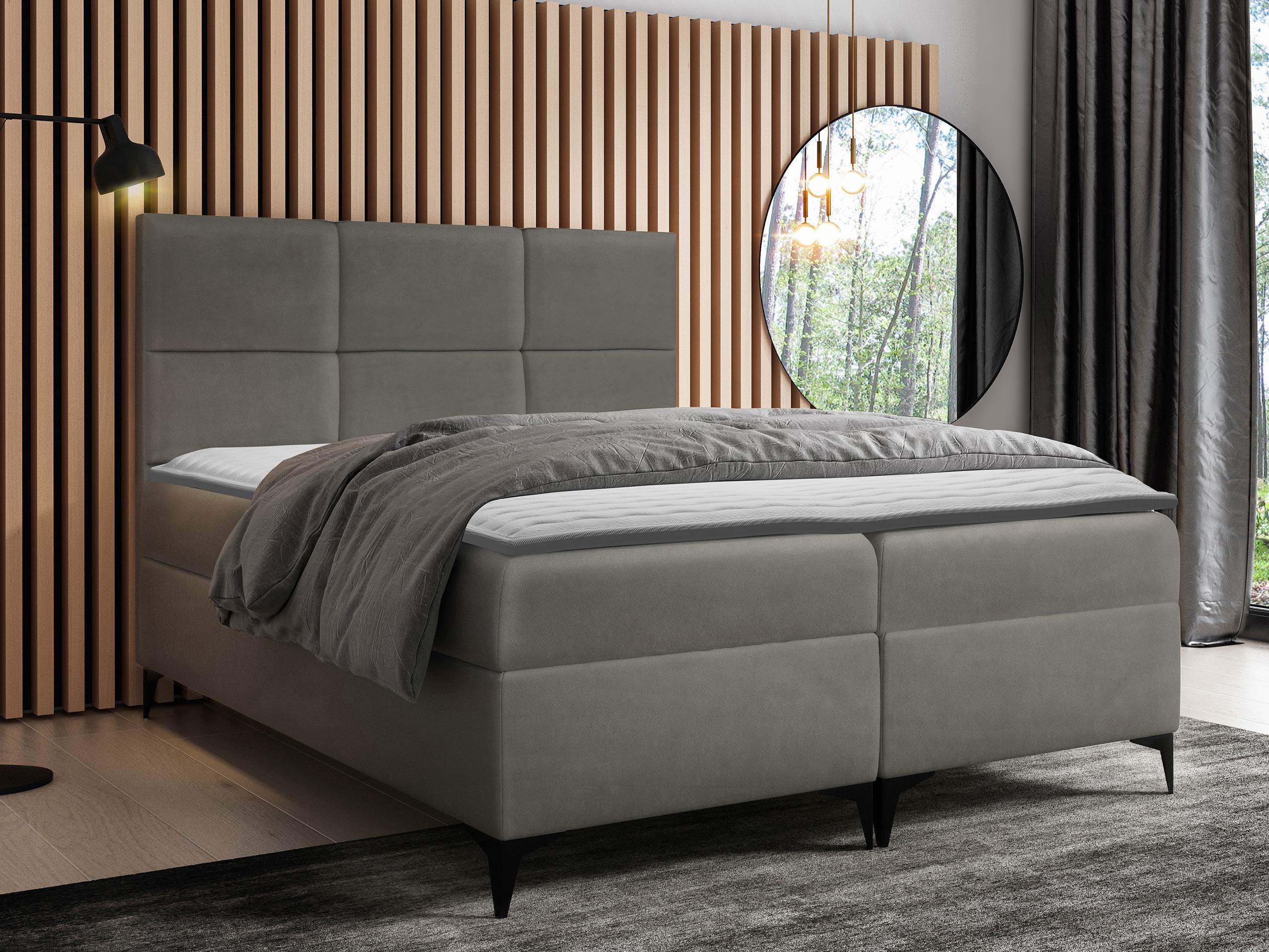 BOXBETT Fava - H3 Textil MIRJAN24 Möbel > Betten > Boxspringbetten Grau