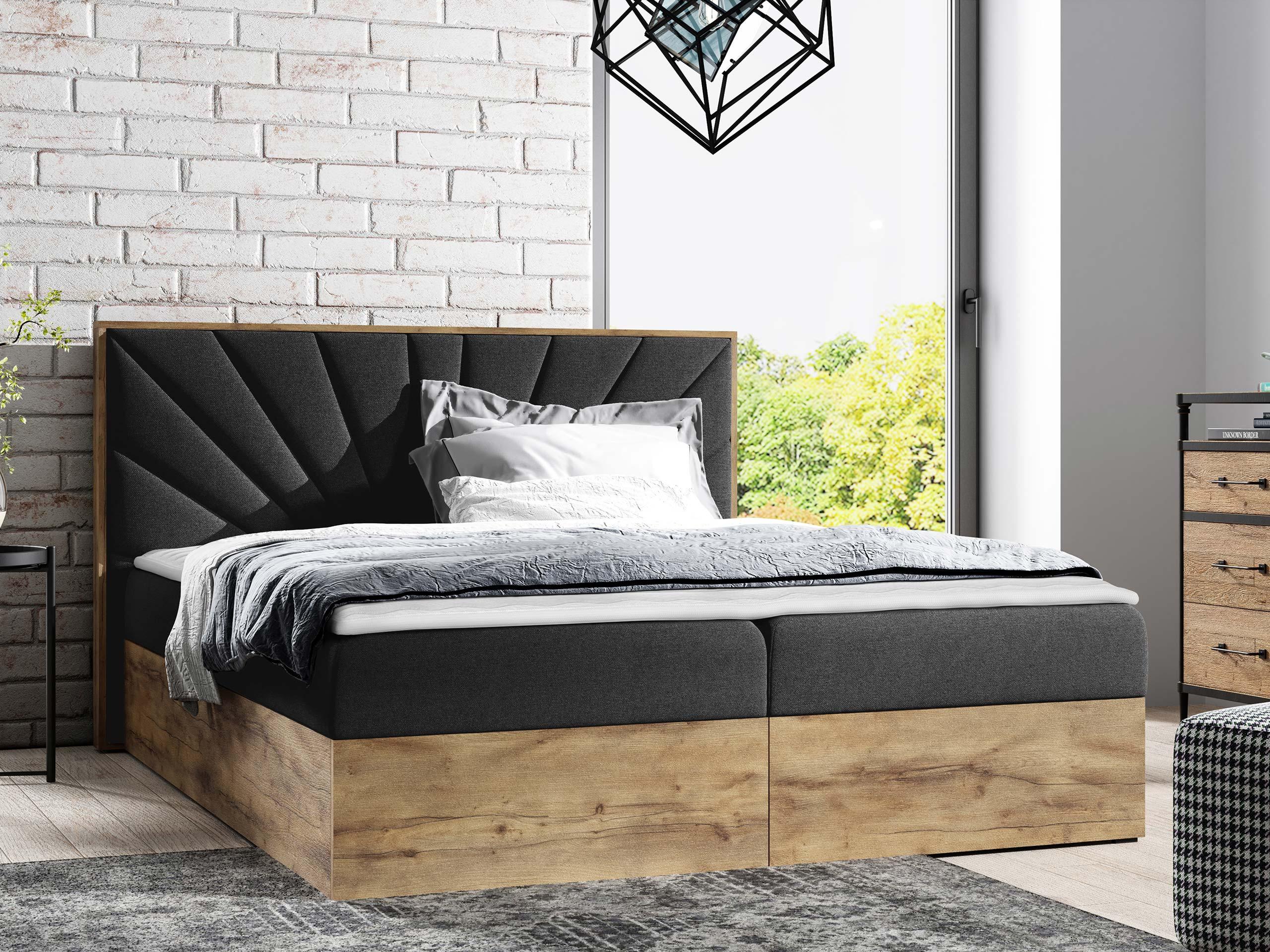 BOXBETT Wood 7 - H3 Textil MIRJAN24 Möbel > Betten > Boxspringbetten Grau