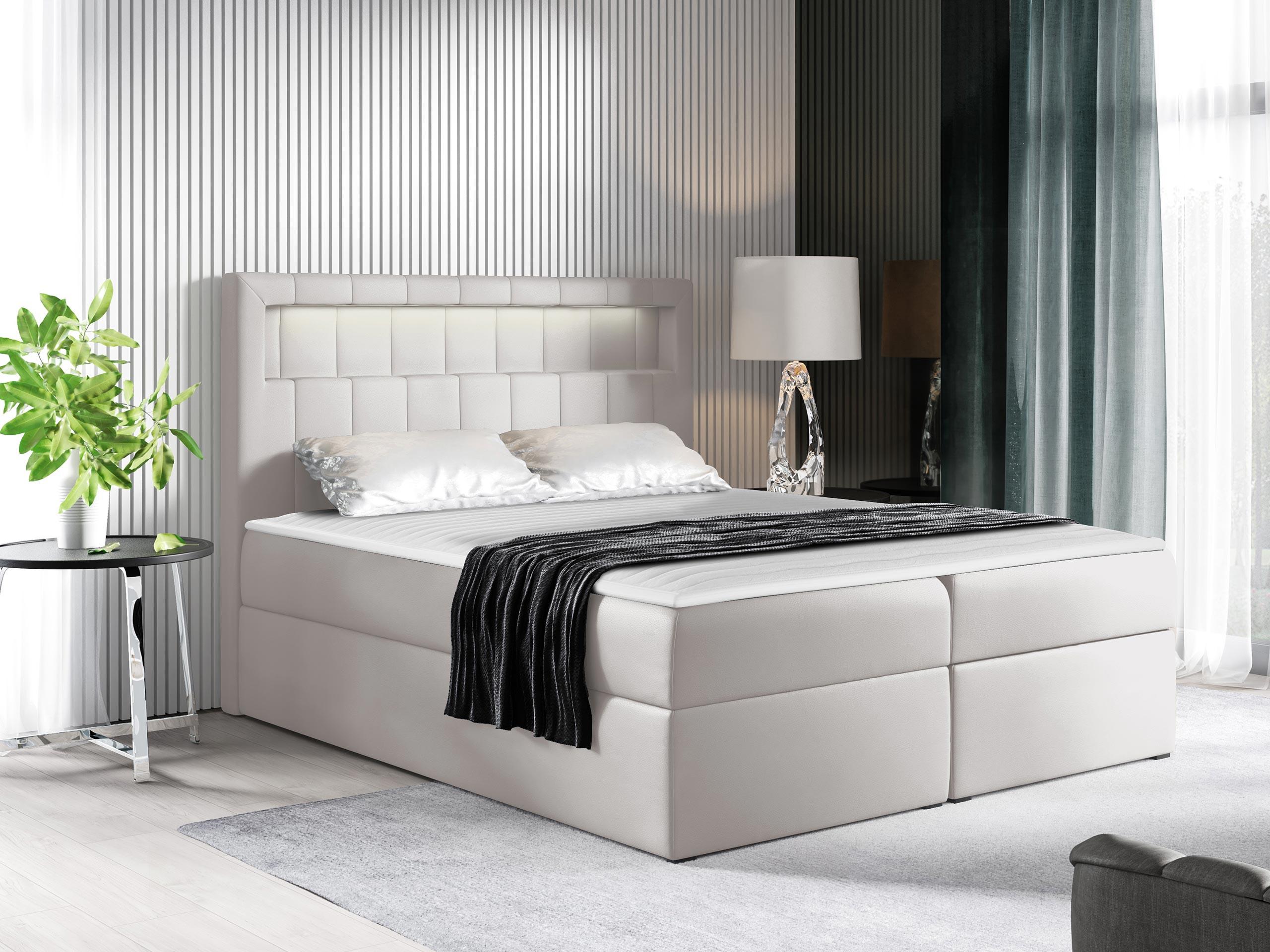 BOXBETT Aspen - H3 Textil MIRJAN24 Möbel > Betten > Boxspringbetten Weiß
