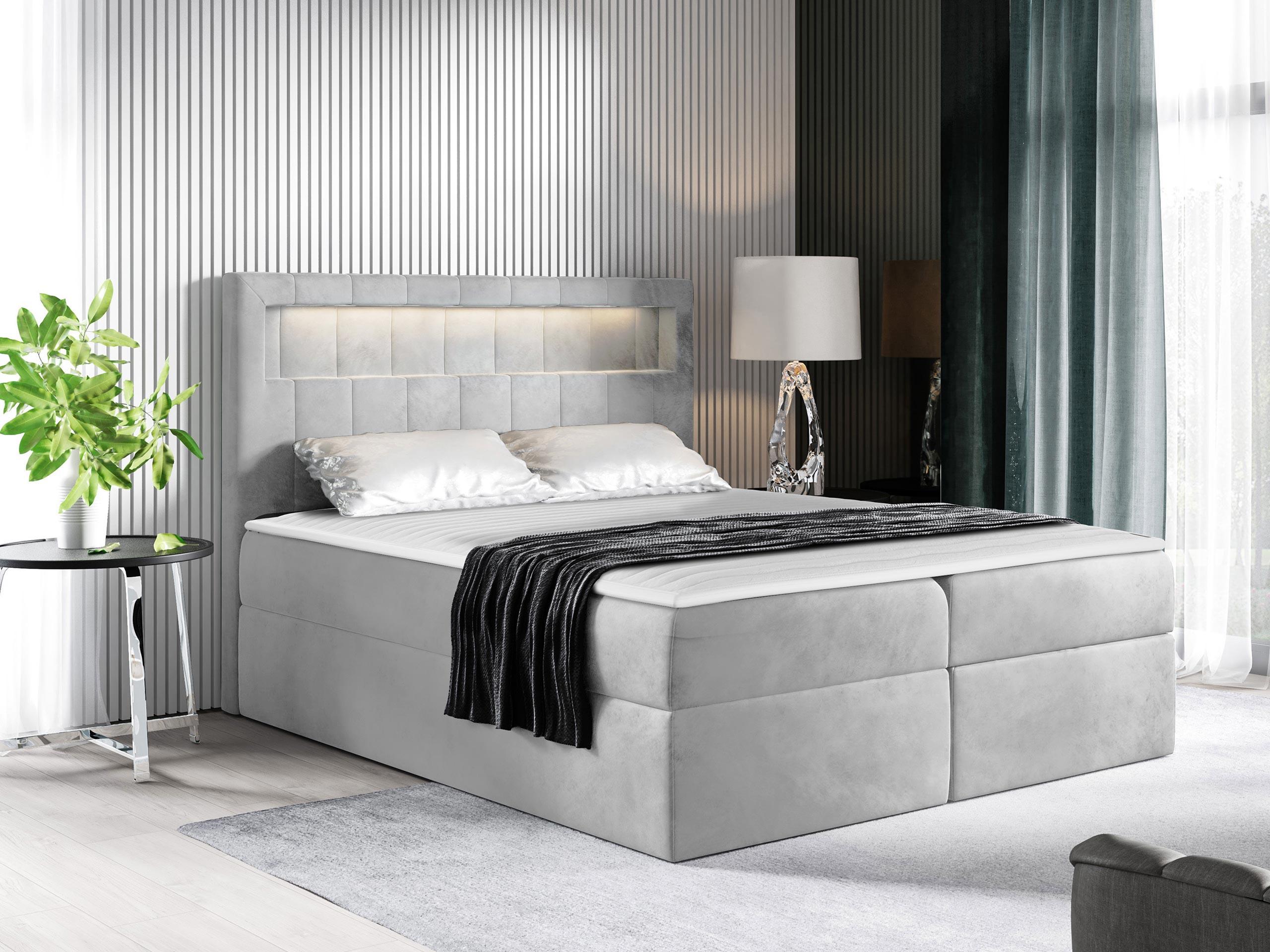BOXBETT Aspen - H3 Textil MIRJAN24 Möbel > Betten > Boxspringbetten Grau