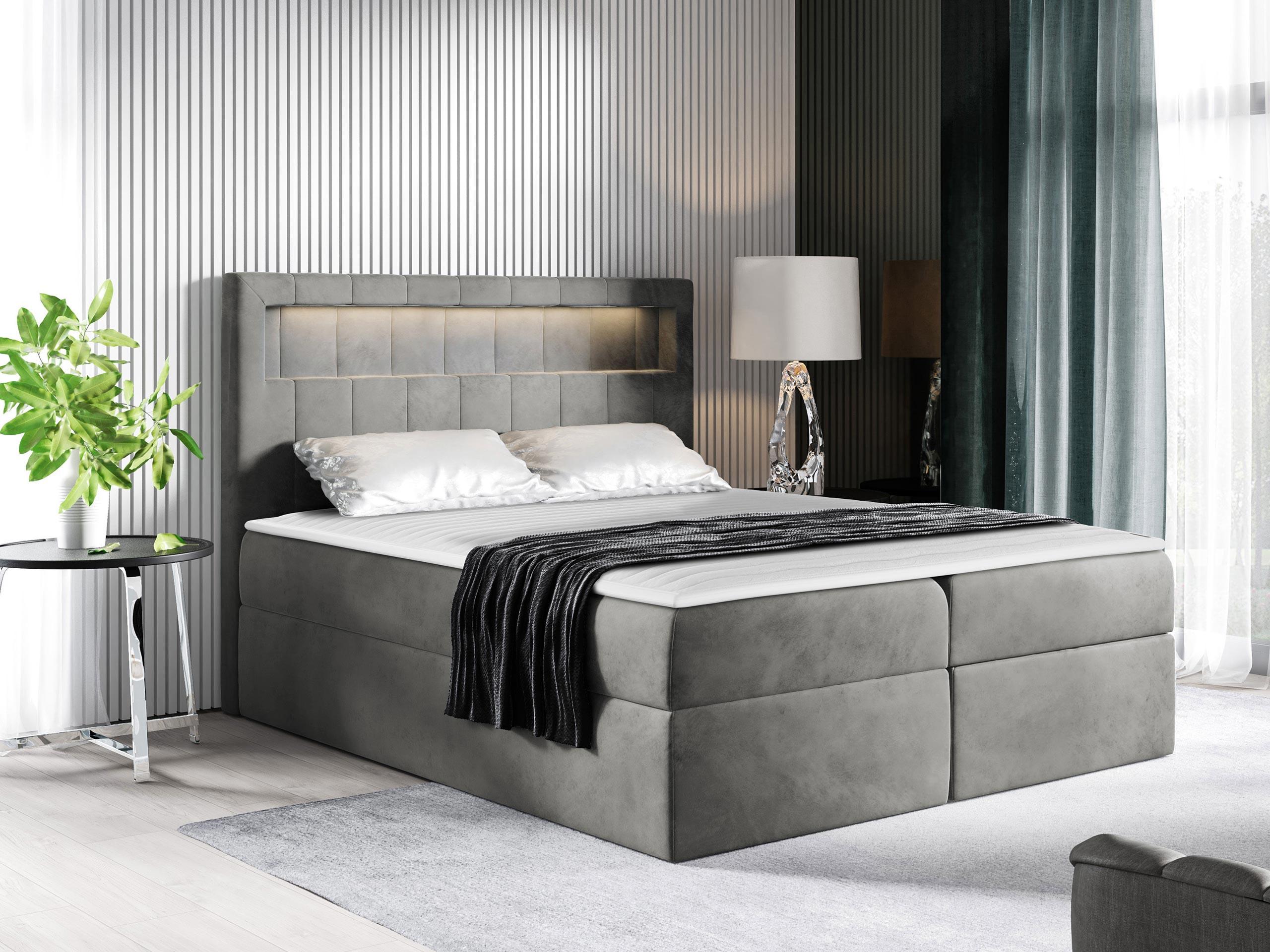 BOXBETT Aspen - H3 Textil MIRJAN24 Möbel > Betten > Boxspringbetten Grau