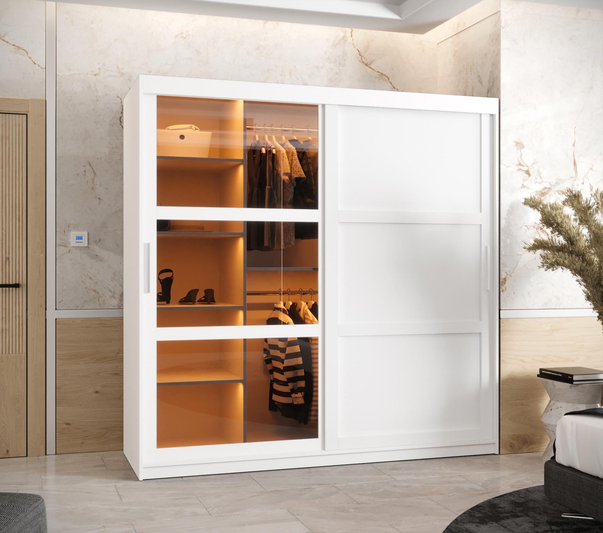 wohnli-moebel-suche-800000717559-1 SCHWEBETÜRENSCHRANK 200/180/62 2-türig Holz Abiks Möbel Möbel > Schränke > Kleiderschränke > Schwebetürenschränke Weiß
