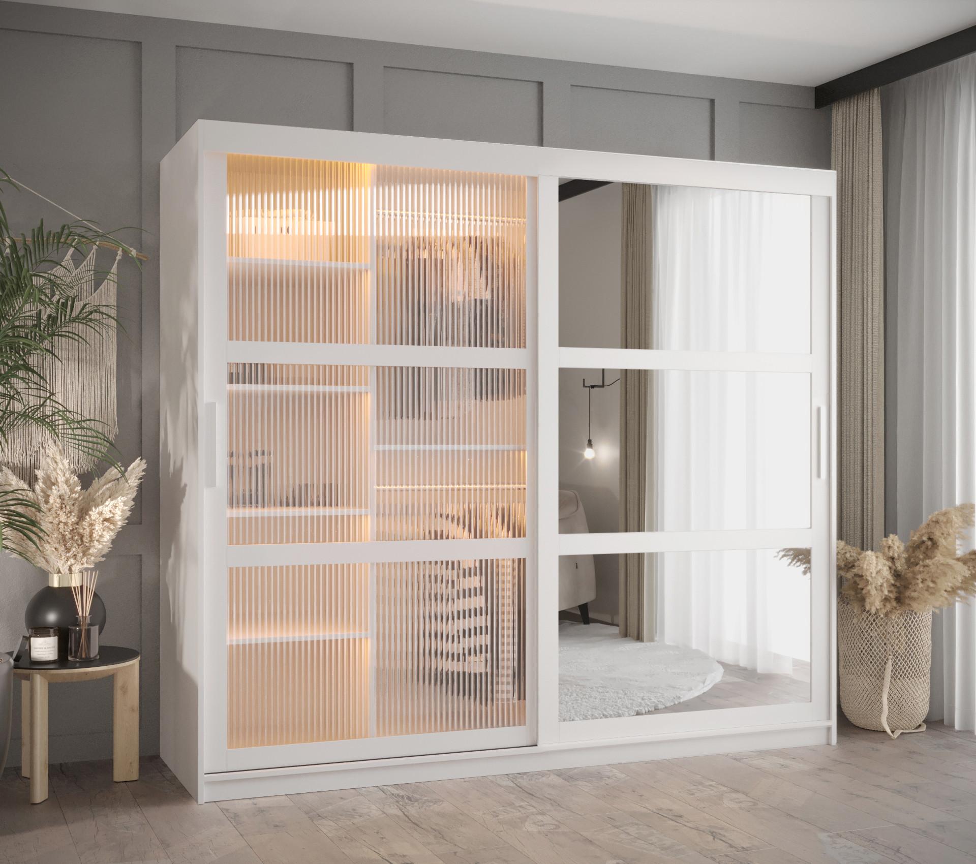 SCHWEBETÜRENSCHRANK 200/200/62 2-türig Holz Abiks Möbel Möbel > Schränke > Kleiderschränke > Schwebetürenschränke Weiß