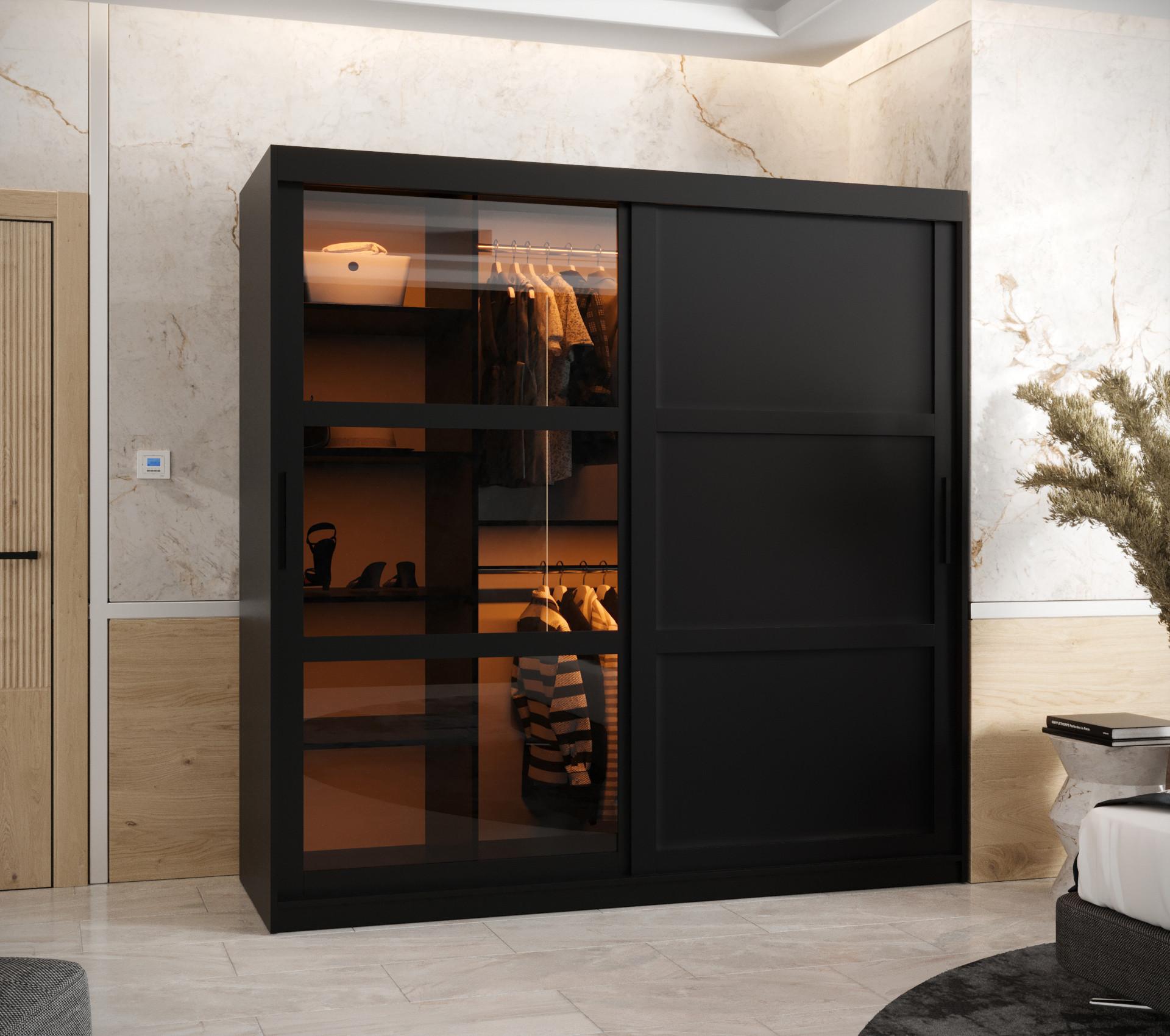 wohnli-moebel-suche-800000717586-1 SCHWEBETÜRENSCHRANK 200/180/62 2-türig Holz Abiks Möbel Möbel > Schränke > Kleiderschränke > Schwebetürenschränke Schwarz