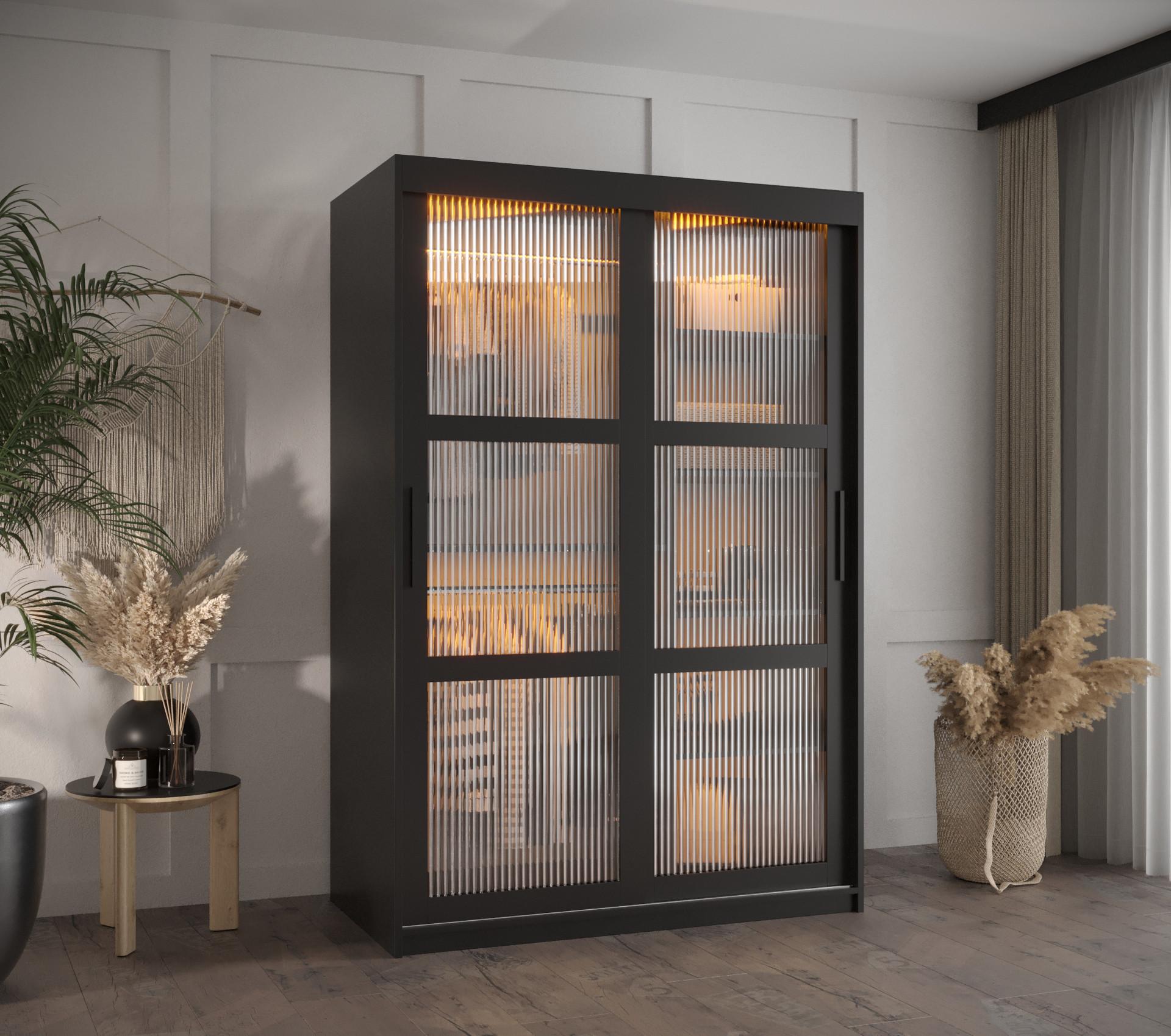 wohnli-moebel-suche-800000717589-1 SCHWEBETÜRENSCHRANK 200/120/62 2-türig Holz Abiks Möbel Möbel > Schränke > Kleiderschränke > Schwebetürenschränke Schwarz