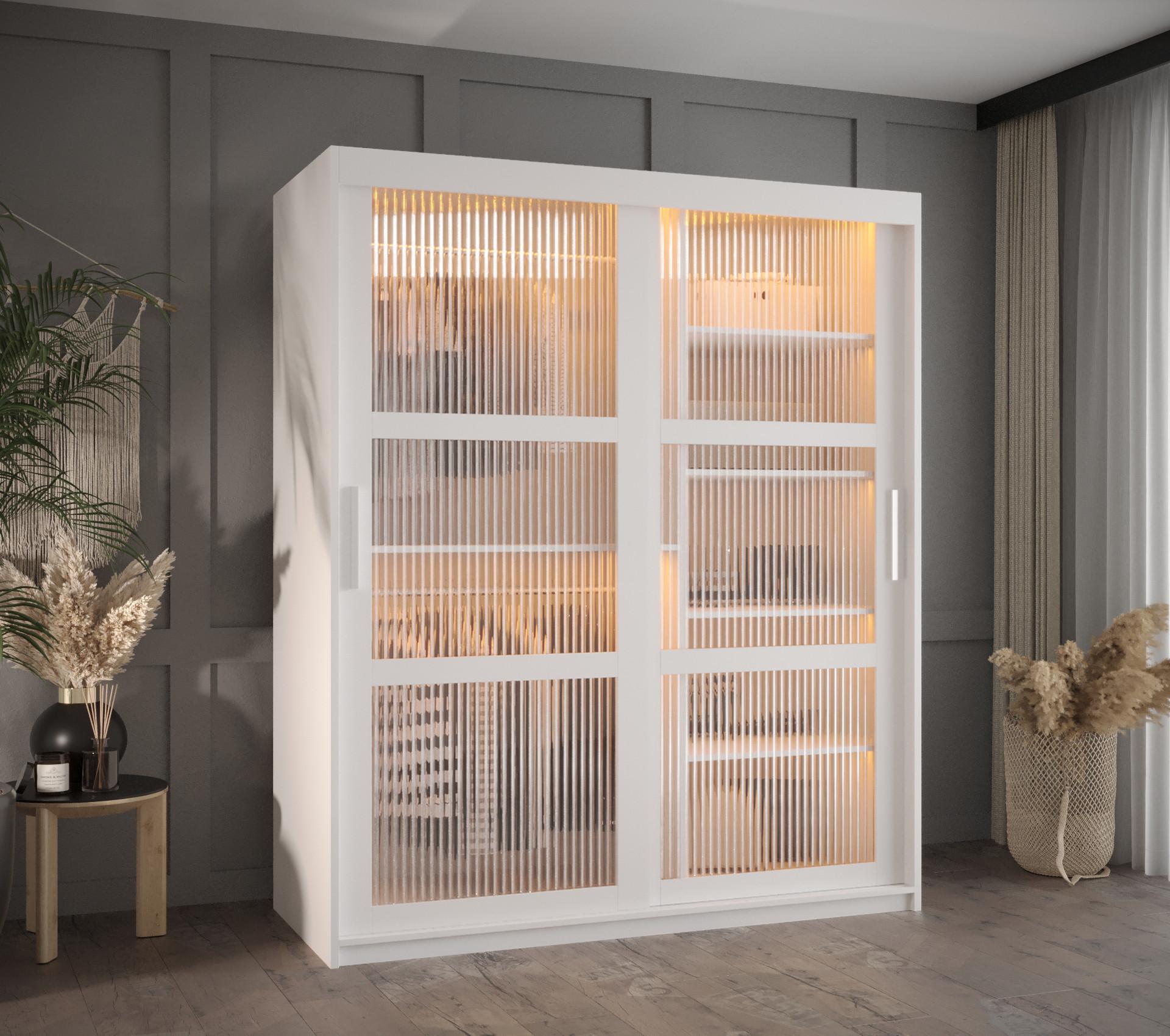wohnli-moebel-suche-800000717602-1 SCHWEBETÜRENSCHRANK 200/150/62 2-türig Holz Abiks Möbel Möbel > Schränke > Kleiderschränke > Schwebetürenschränke Weiß