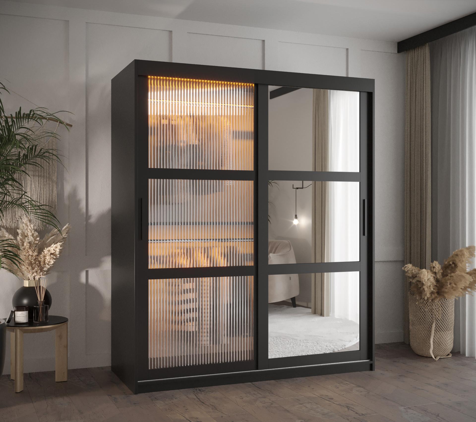 wohnli-moebel-suche-800000717606-1 SCHWEBETÜRENSCHRANK 200/150/62 2-türig Holz Abiks Möbel Möbel > Schränke > Kleiderschränke > Schwebetürenschränke Schwarz