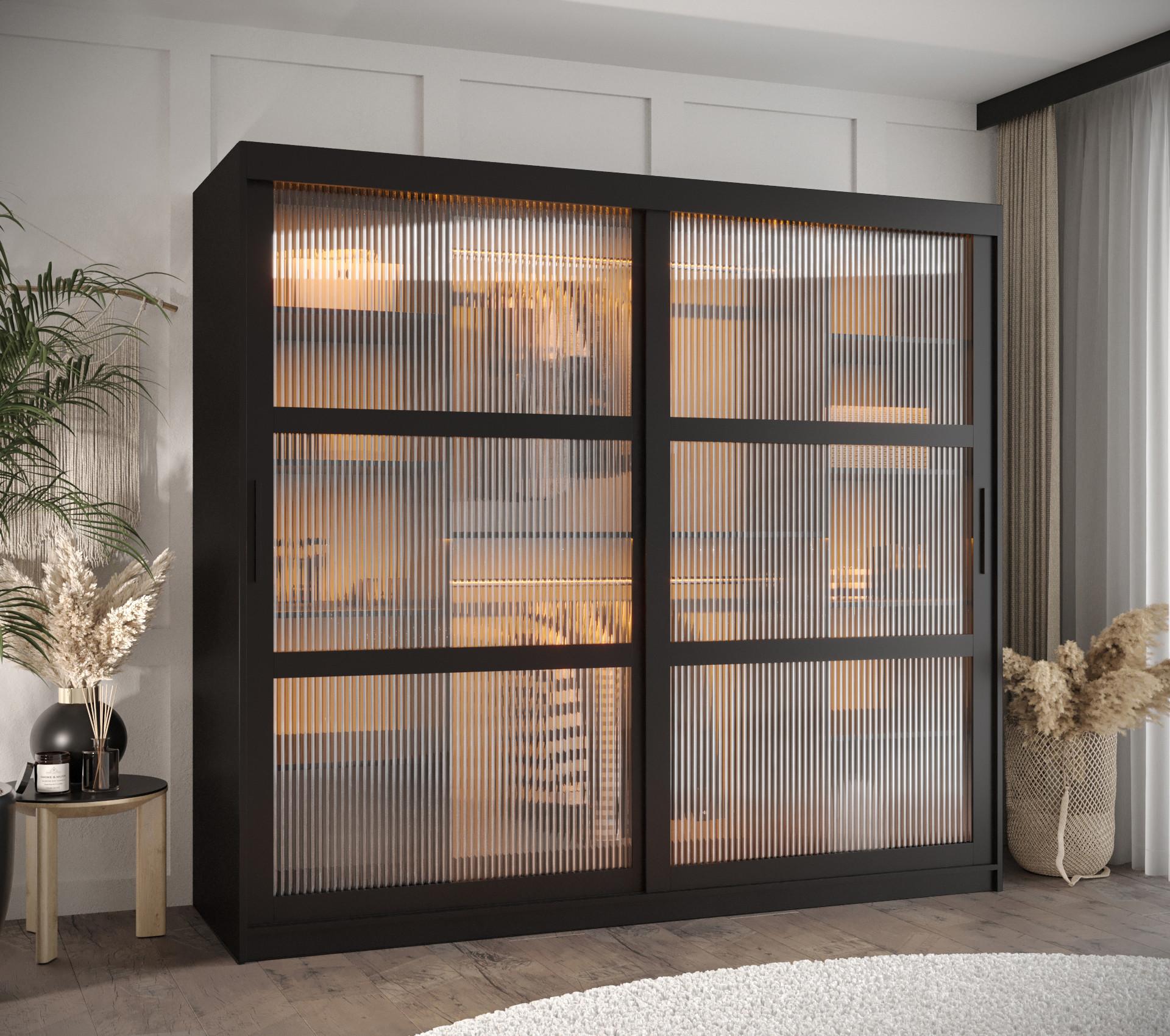 wohnli-moebel-suche-800000717610-1 SCHWEBETÜRENSCHRANK 200/200/62 2-türig Holz Abiks Möbel Möbel > Schränke > Kleiderschränke > Schwebetürenschränke Schwarz