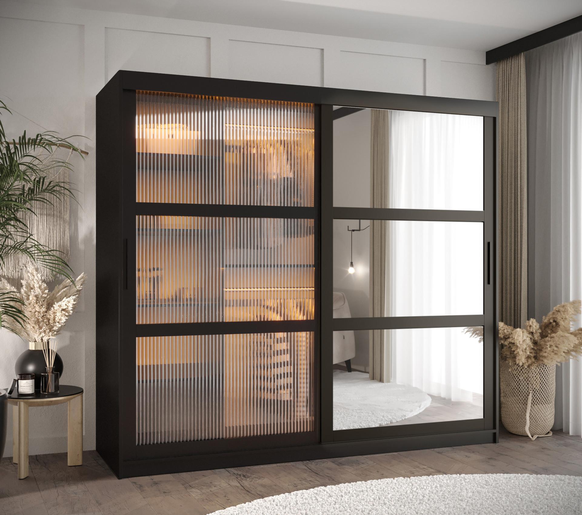 wohnli-moebel-suche-800000717637-1 SCHWEBETÜRENSCHRANK 200/200/62 2-türig Holz Abiks Möbel Möbel > Schränke > Kleiderschränke > Schwebetürenschränke Schwarz