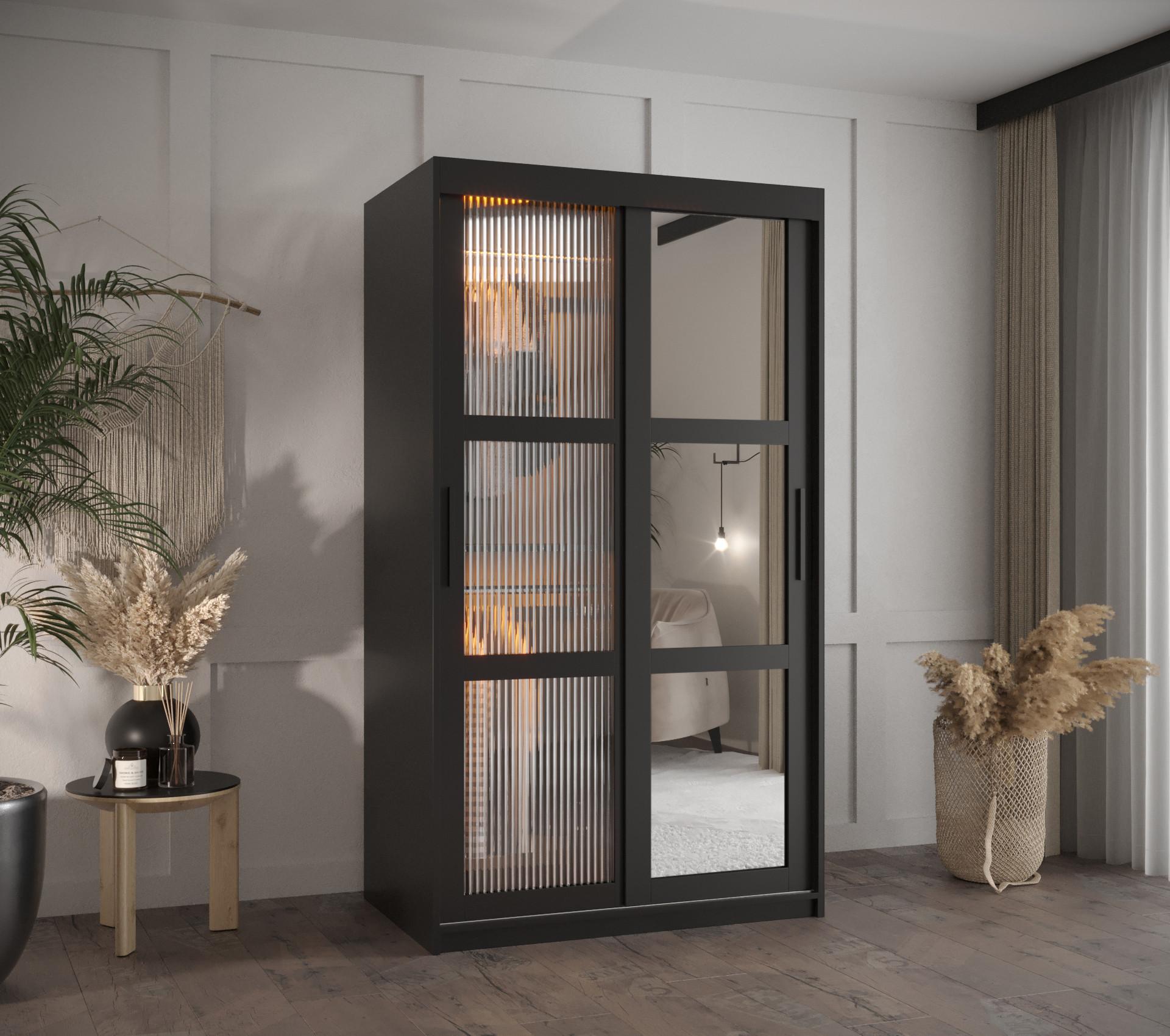 wohnli-moebel-suche-800000717642-1 SCHWEBETÜRENSCHRANK 200/100/62 2-türig Holz Abiks Möbel Möbel > Schränke > Kleiderschränke > Schwebetürenschränke Schwarz