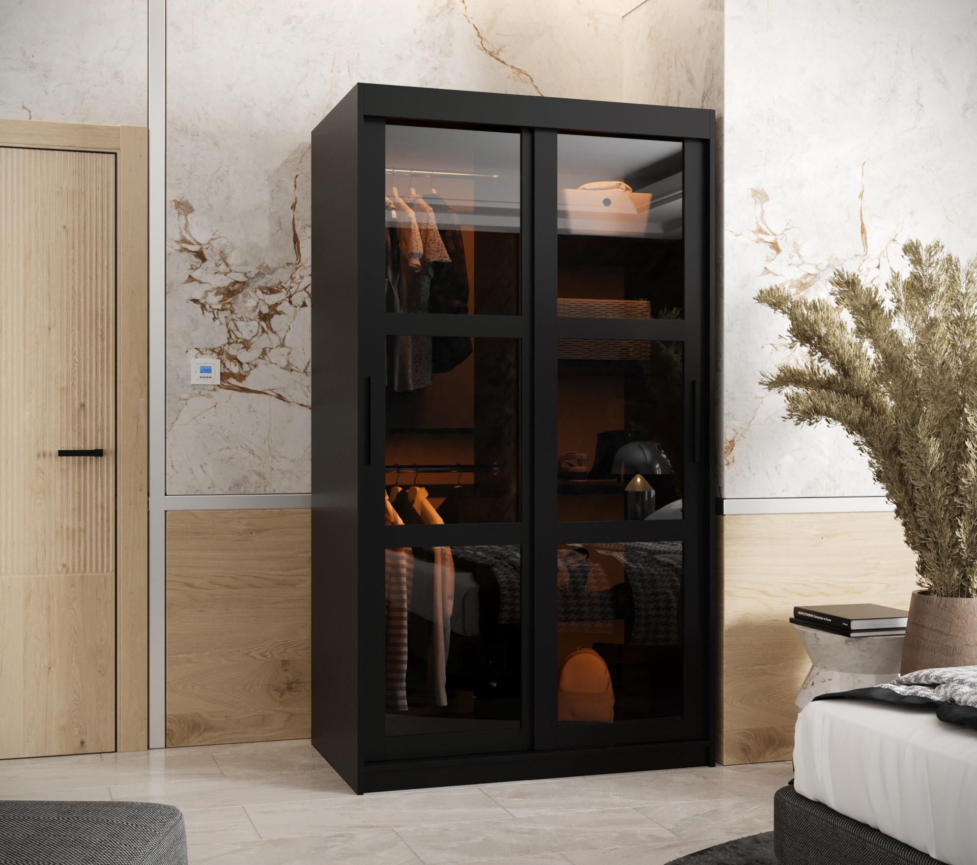 SCHWEBETÜRENSCHRANK 200/100/62 2-türig Holz Abiks Möbel Möbel > Schränke > Kleiderschränke > Schwebetürenschränke Schwarz