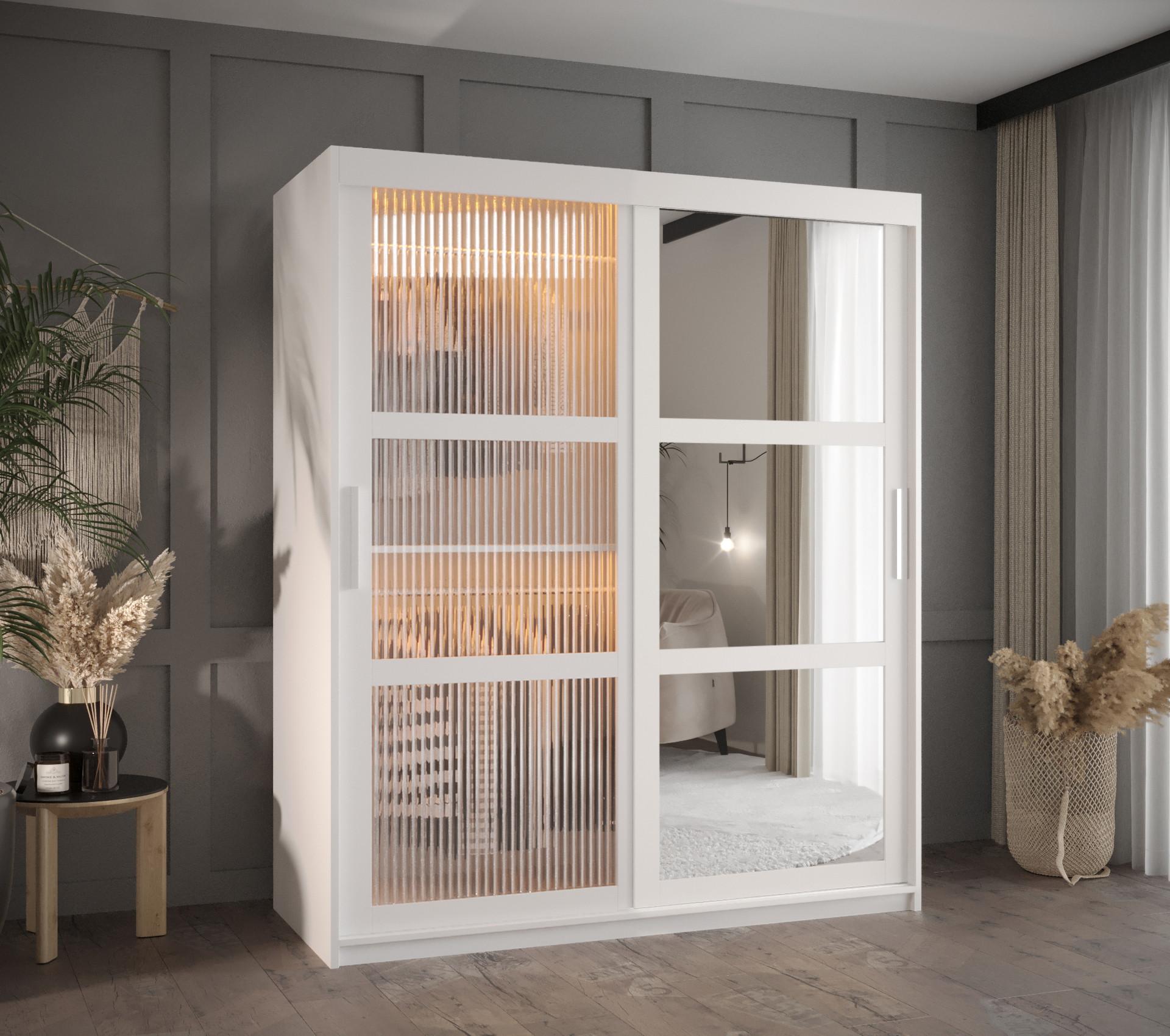 wohnli-moebel-suche-800000717654-1 SCHWEBETÜRENSCHRANK 200/150/62 2-türig Holz Abiks Möbel Möbel > Schränke > Kleiderschränke > Schwebetürenschränke Weiß