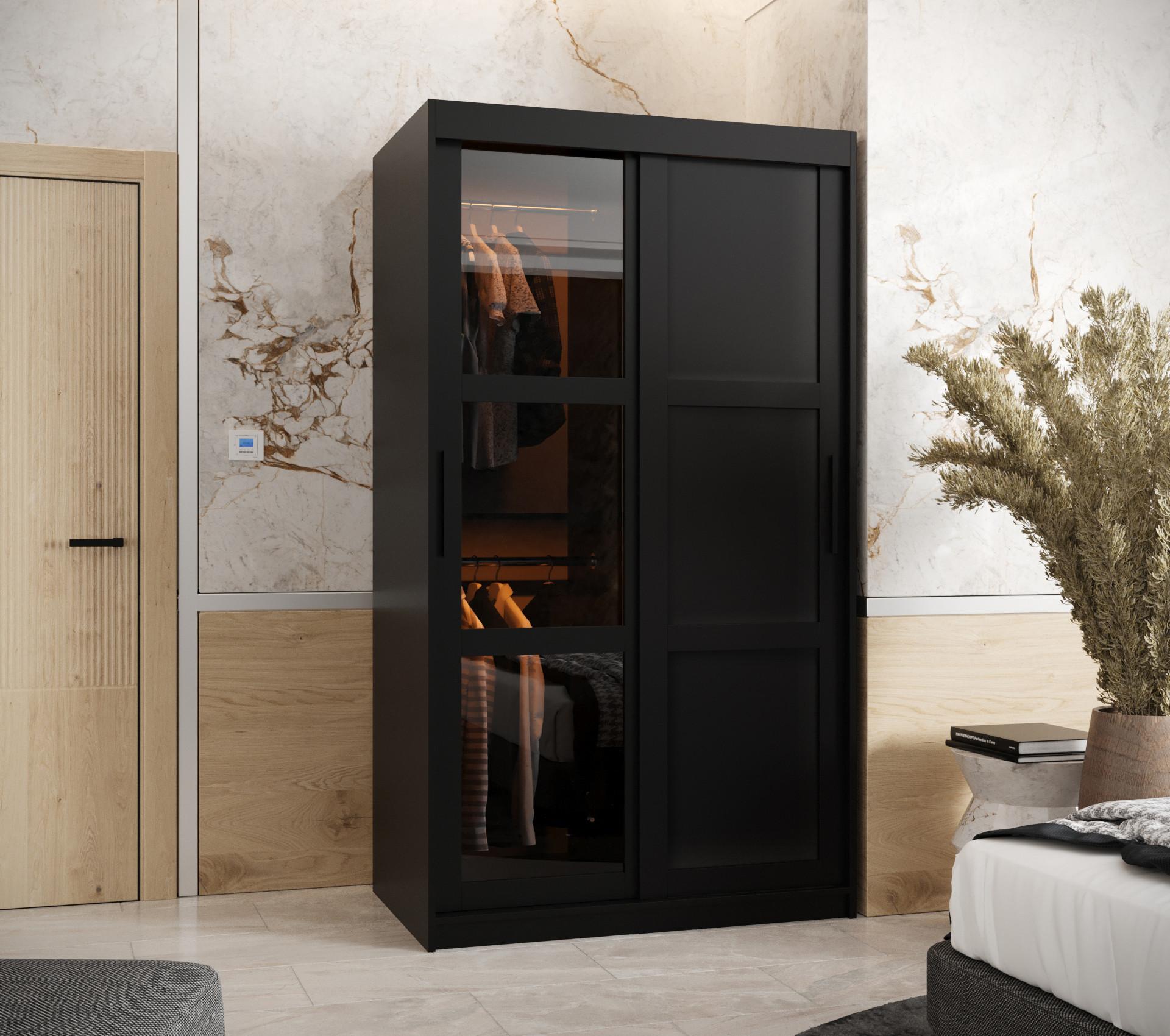 SCHWEBETÜRENSCHRANK 200/100/62 2-türig Holz Abiks Möbel Möbel > Schränke > Kleiderschränke > Schwebetürenschränke Schwarz