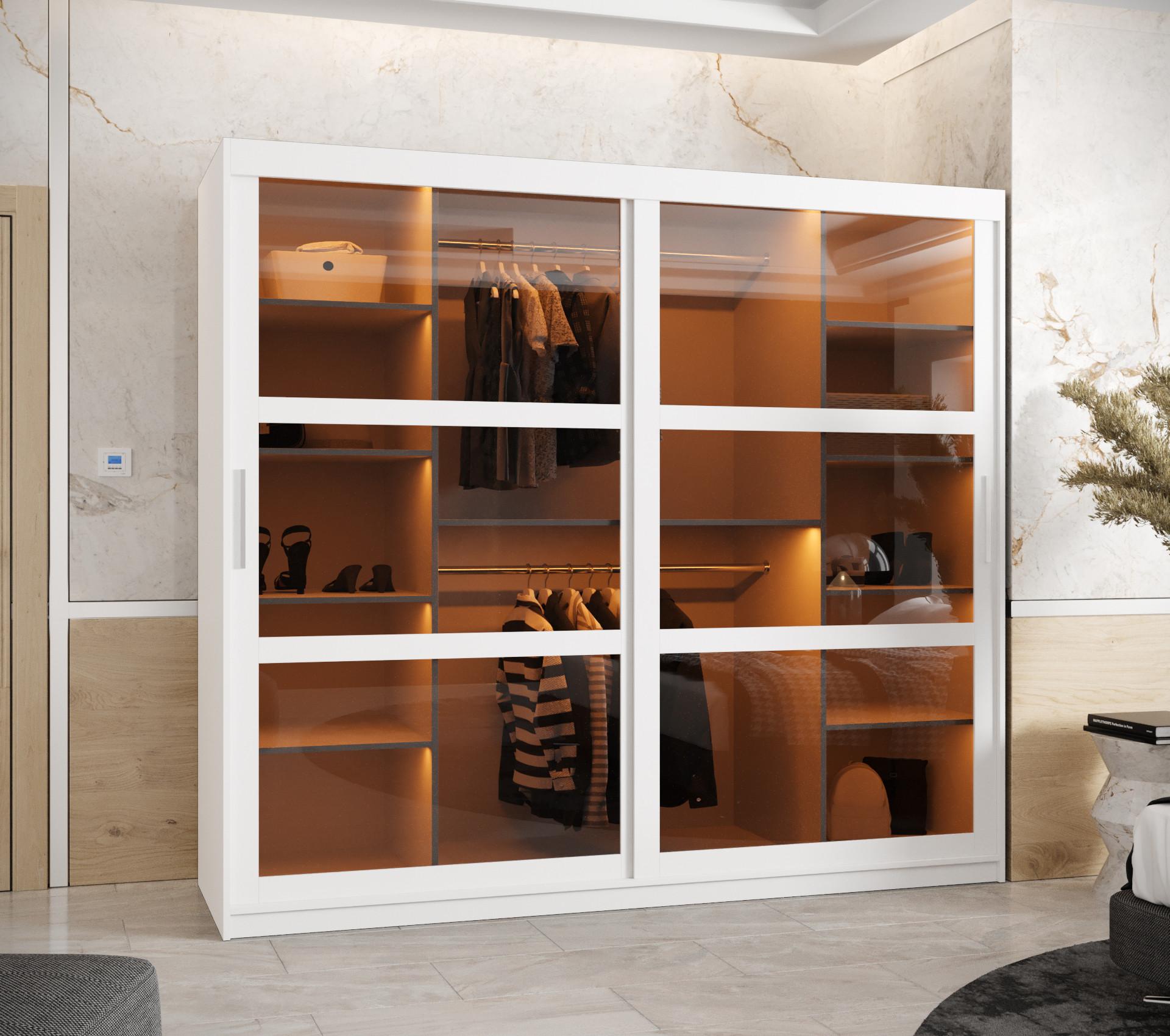 wohnli-moebel-suche-800000717659-1 SCHWEBETÜRENSCHRANK 200/200/62 2-türig Holz Abiks Möbel Möbel > Schränke > Kleiderschränke > Schwebetürenschränke Weiß