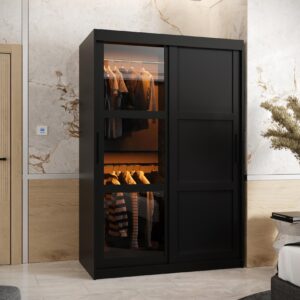 wohnli-moebel-suche-800000717681-1 SCHWEBETÜRENSCHRANK 200/120/62 2-türig Holz Abiks Möbel Möbel > Schränke > Kleiderschränke > Schwebetürenschränke Schwarz