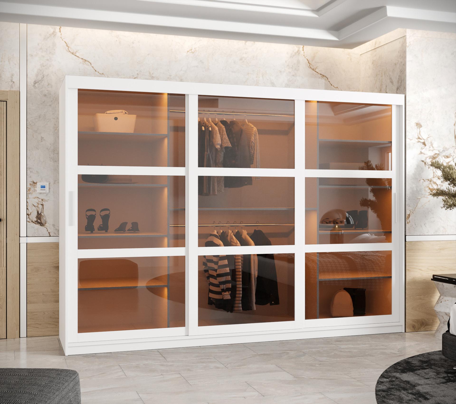 wohnli-moebel-suche-800000717682-1 SCHWEBETÜRENSCHRANK 200/250/62 3-türig Holz Abiks Möbel Möbel > Schränke > Kleiderschränke > Schwebetürenschränke Weiß