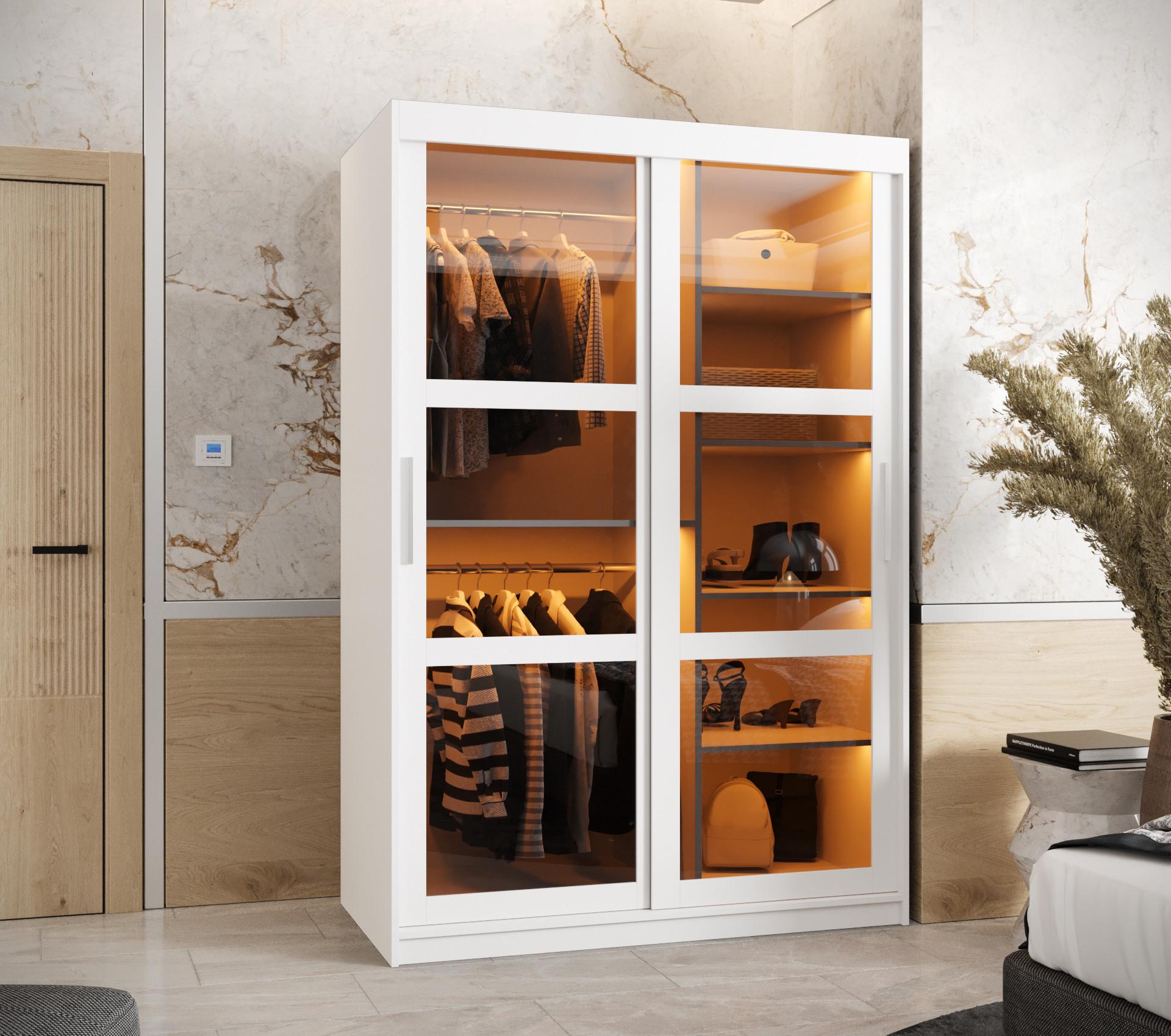 wohnli-moebel-suche-800000717702-1 SCHWEBETÜRENSCHRANK 200/120/62 2-türig Holz Abiks Möbel Möbel > Schränke > Kleiderschränke > Schwebetürenschränke Weiß