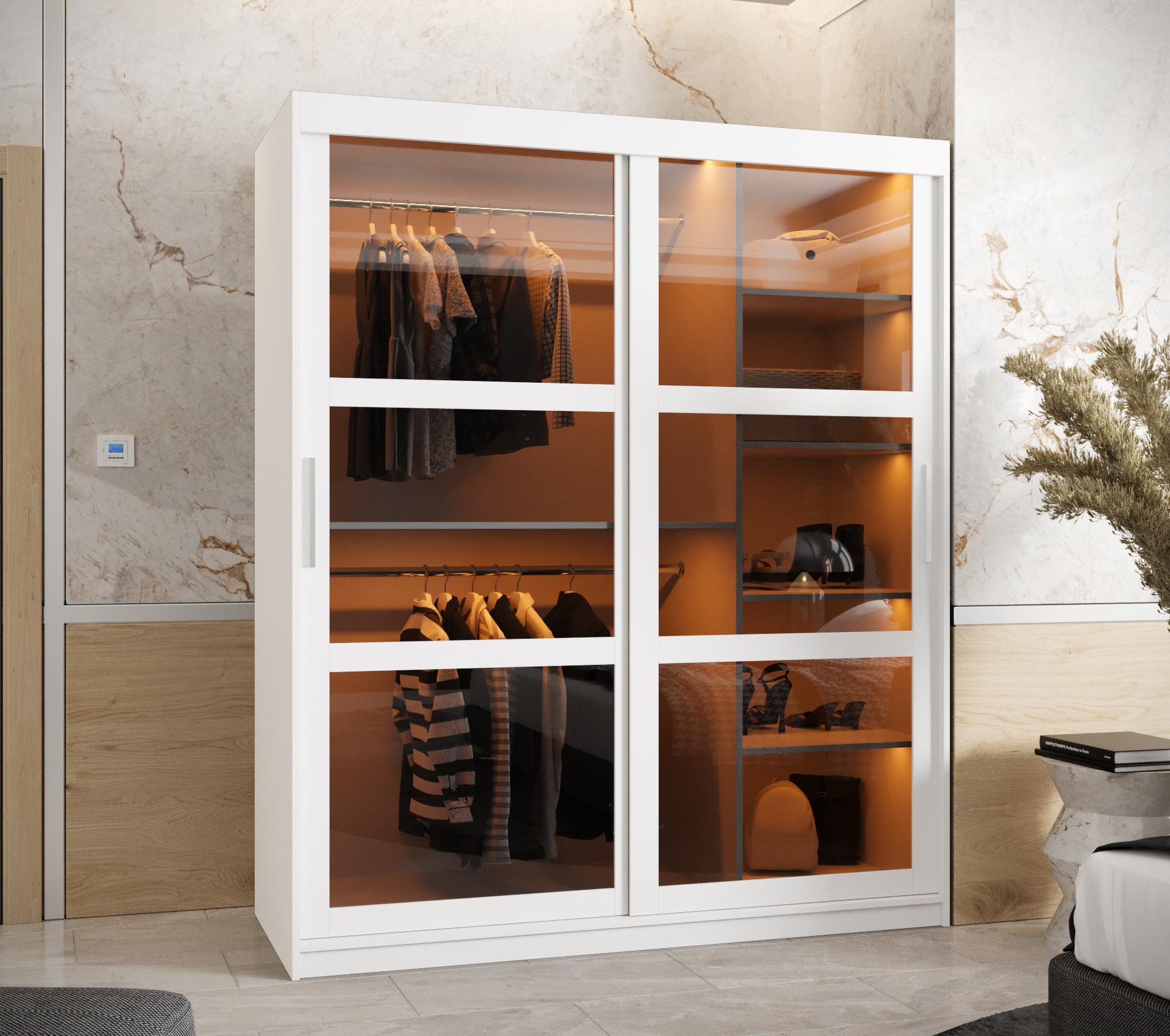 wohnli-moebel-suche-800000717721-1 SCHWEBETÜRENSCHRANK 200/150/62 2-türig Holz Abiks Möbel Möbel > Schränke > Kleiderschränke > Schwebetürenschränke Weiß