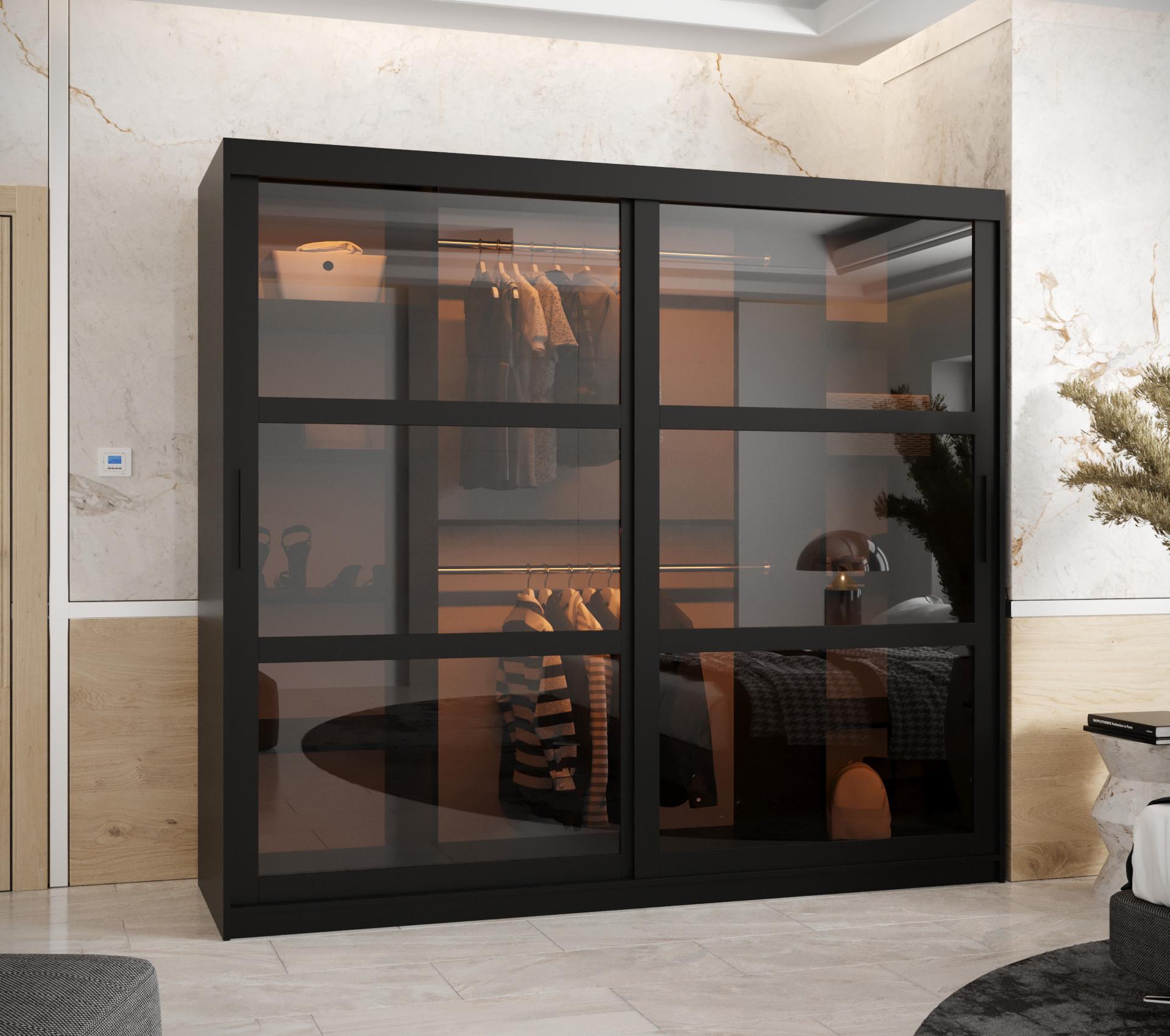 wohnli-moebel-suche-800000717735-1 SCHWEBETÜRENSCHRANK 200/200/62 2-türig Holz Abiks Möbel Möbel > Schränke > Kleiderschränke > Schwebetürenschränke Schwarz