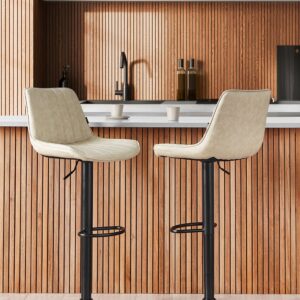 BARHOCKER 2er-Set Kunstleder Helles Beige Dubrovnik Kunststoff Beliani Möbel > Sessel > Hocker Beige
