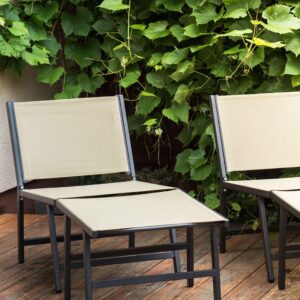 wohnli-moebel-suche-800000717750-1 GARTENSTUHL Beige-Schwarz Marceddi Textil Beliani Garten & Outdoor > Gartenmöbel > Gartenstühle Beige