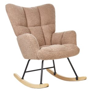 wohnli-moebel-suche-800000717825-1 SCHAUKELSESSEL Bouclé Sandbeige Oulu Textil Beliani Möbel > Sessel > Relaxsessel Schwarz