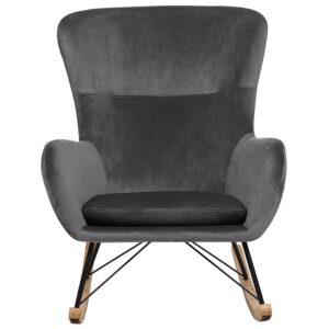 wohnli-moebel-suche-800000717870-1 SCHAUKELSESSEL Samtstoff Dunkelgrau Ellan Textil Beliani Möbel > Sessel > Relaxsessel Grau