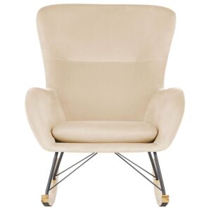 wohnli-moebel-suche-800000717893-1 SCHAUKELSESSEL Samtstoff Beige Ellan Textil Beliani Möbel > Sessel > Relaxsessel Beige