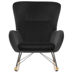 SCHAUKELSESSEL Samtstoff Schwarz Ellan Textil Beliani Möbel > Sessel > Relaxsessel Schwarz