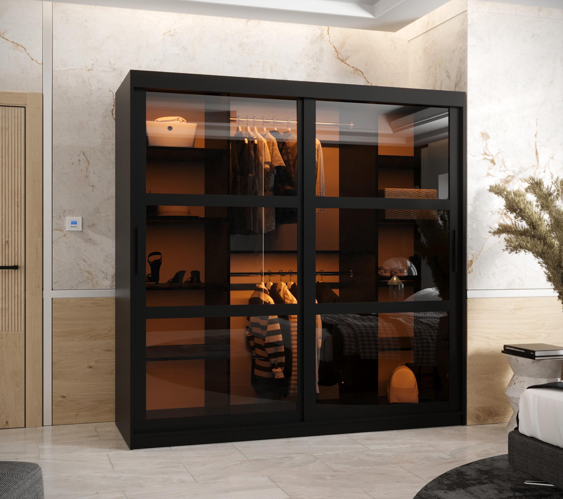 wohnli-moebel-suche-800000718156-1 SCHWEBETÜRENSCHRANK 200/180/62 2-türig Holz Abiks Möbel Möbel > Schränke > Kleiderschränke > Schwebetürenschränke Schwarz