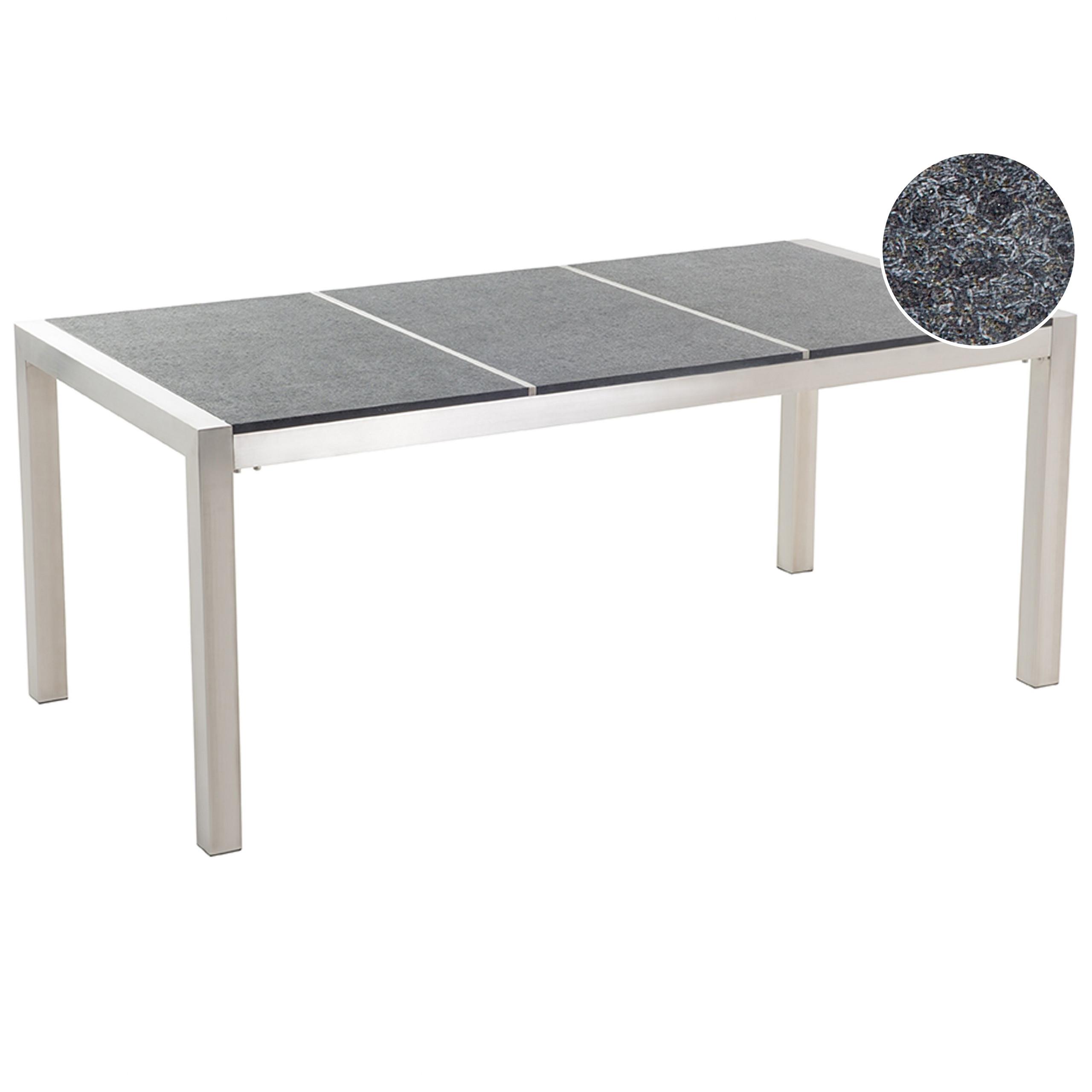 wohnli-moebel-suche-800000718165 Wohnli Möbelsuche - GARTENTISCH Edelstahl/Naturstein schwarz geflammt 180/90 cm Grosseto