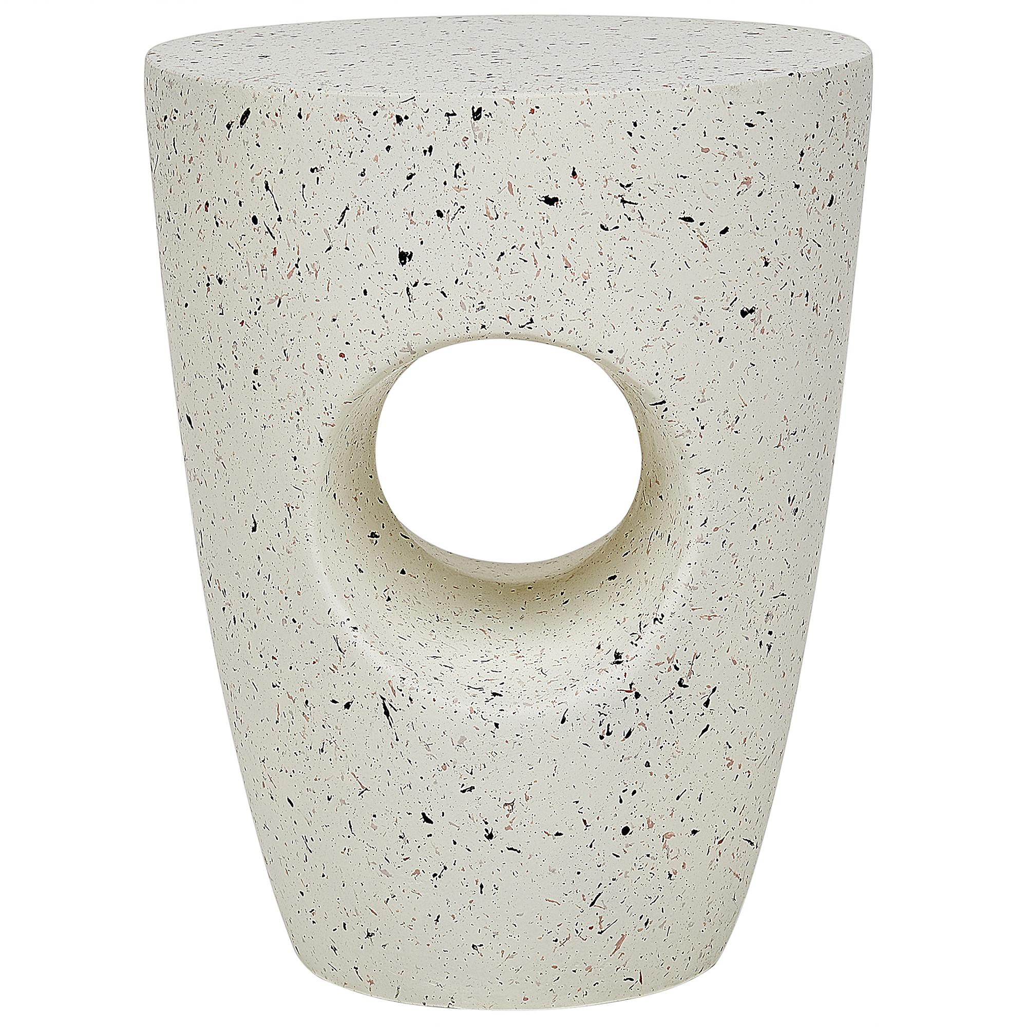 wohnli-moebel-suche-800000719892 Wohnli Möbelsuche - BEISTTELLTISCH Beton cremeweiß Terrazzo Optik rund 37 cm Edolo