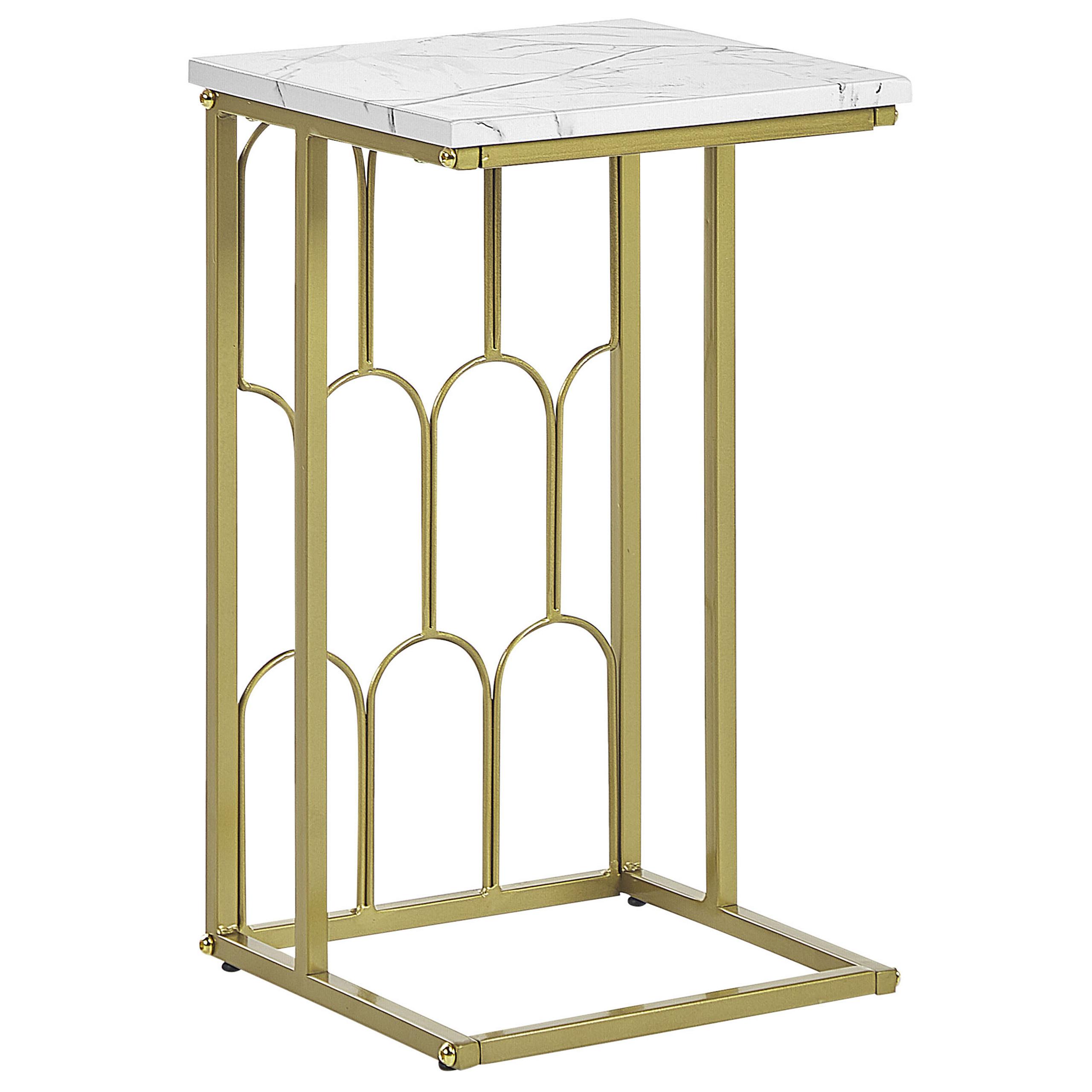 Wohnli Möbelsuche - BEISTELLTISCH Marmor Optik weiß/gold Pandale