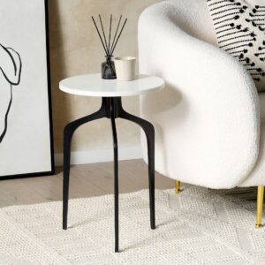 wohnli-moebel-suche-800000719916-1 BEISTELLTISCH Marmor weiß/schwarz rund 36 cm Tihoi Stein Beliani Möbel > Tische > Beistelltische Weiß