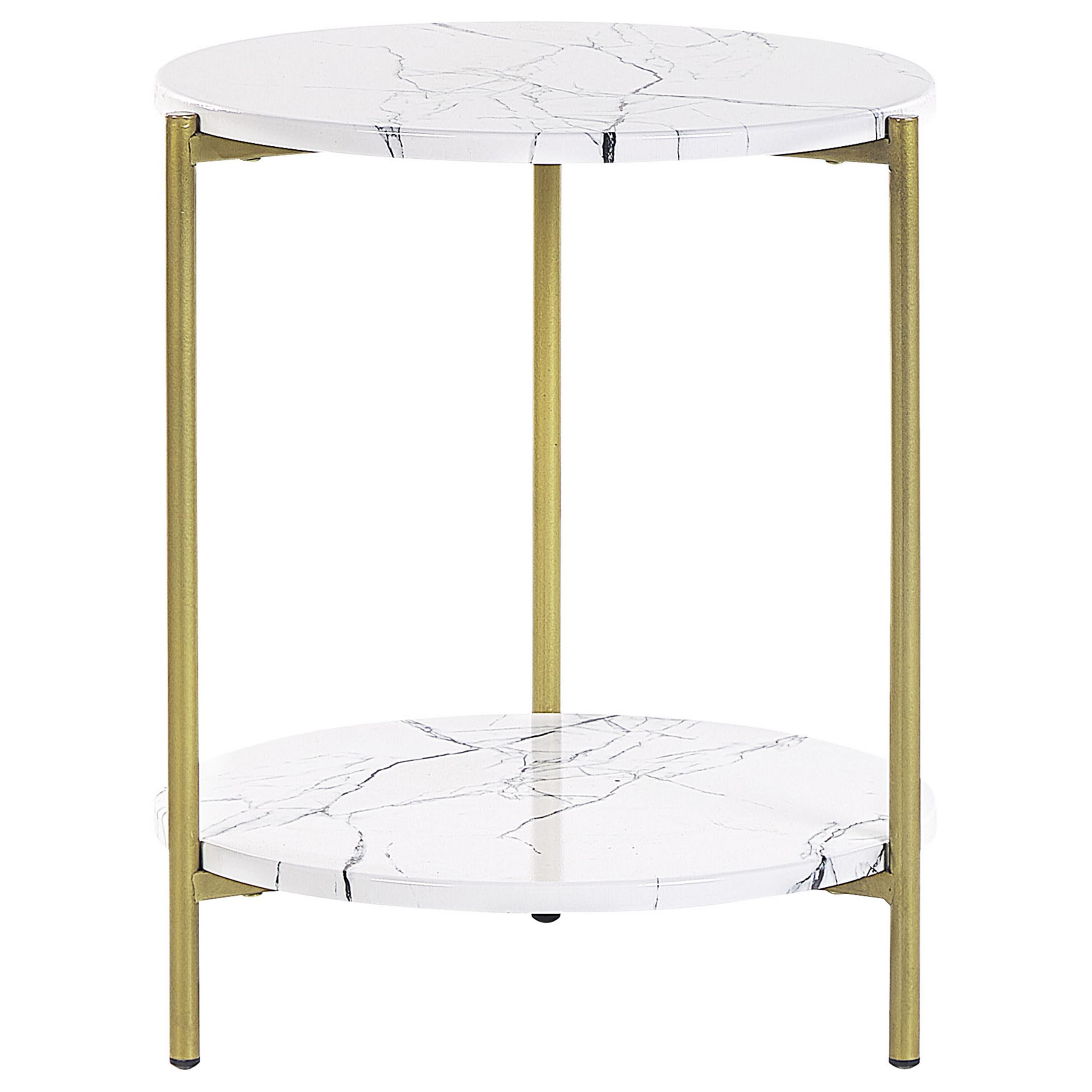 Wohnli Möbelsuche - BEISTELLTISCH Marmor Optik weiß/gold 40 cm Reva