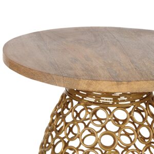 BEISTELLTISCH Mango Holz hellbraun/gold rund 30 cm Waihi Holz Beliani Möbel > Tische > Beistelltische Braun