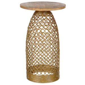 Wohnli Möbelsuche - BEISTELLTISCH Mango Holz hellbraun/gold rund 30 cm Waihi