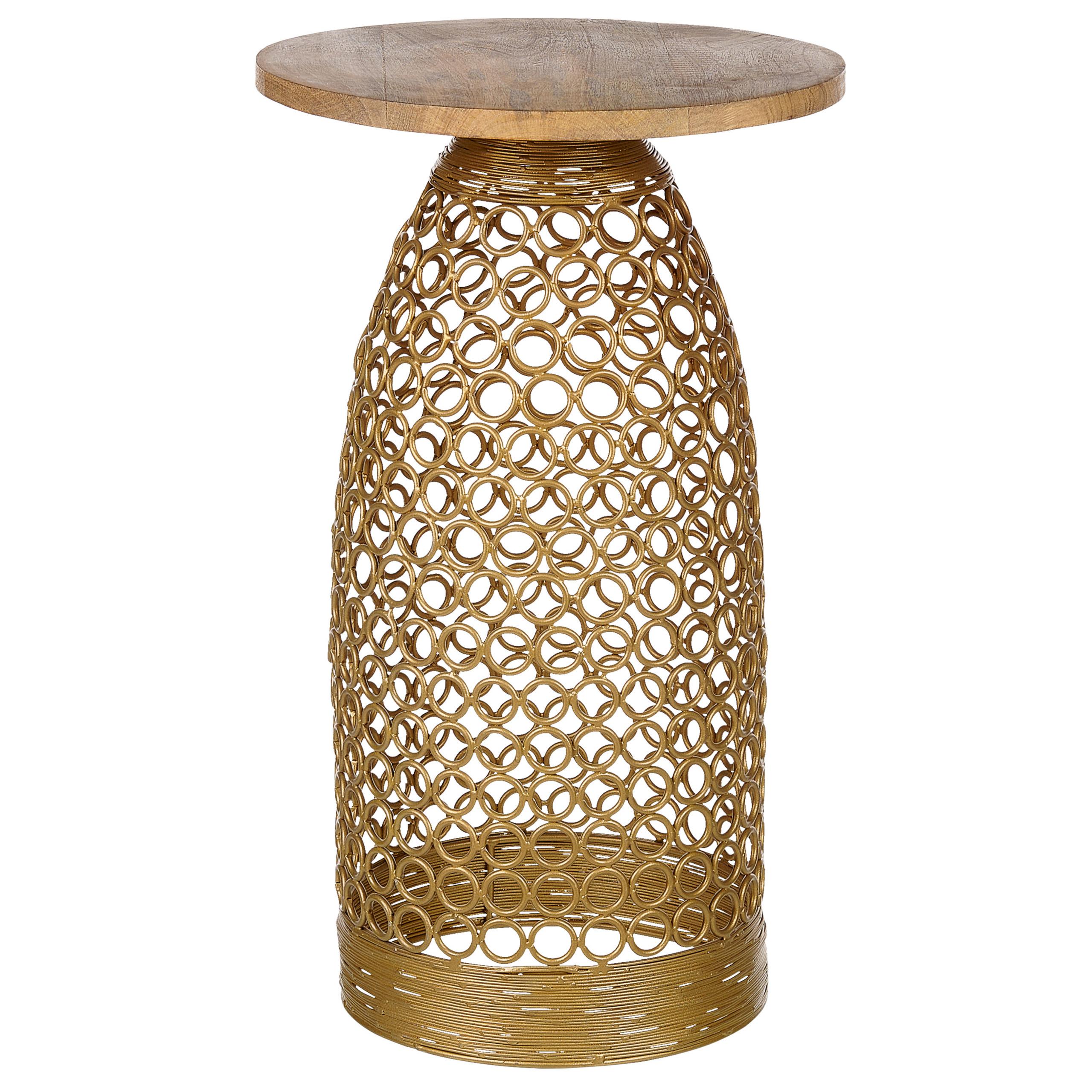 Wohnli Möbelsuche - BEISTELLTISCH Mango Holz hellbraun/gold rund 30 cm Waihi