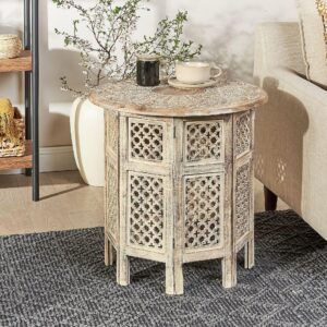 BEISTELLTISCH Mango Holz hellbraun rund 53 cm Santra Holz Beliani Möbel > Tische > Beistelltische Braun
