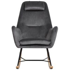 wohnli-moebel-suche-800000719991-1 SCHAUKELSESSEL Samtstoff Dunkelgrau Arrie Textil Beliani Möbel > Sessel > Relaxsessel Grau