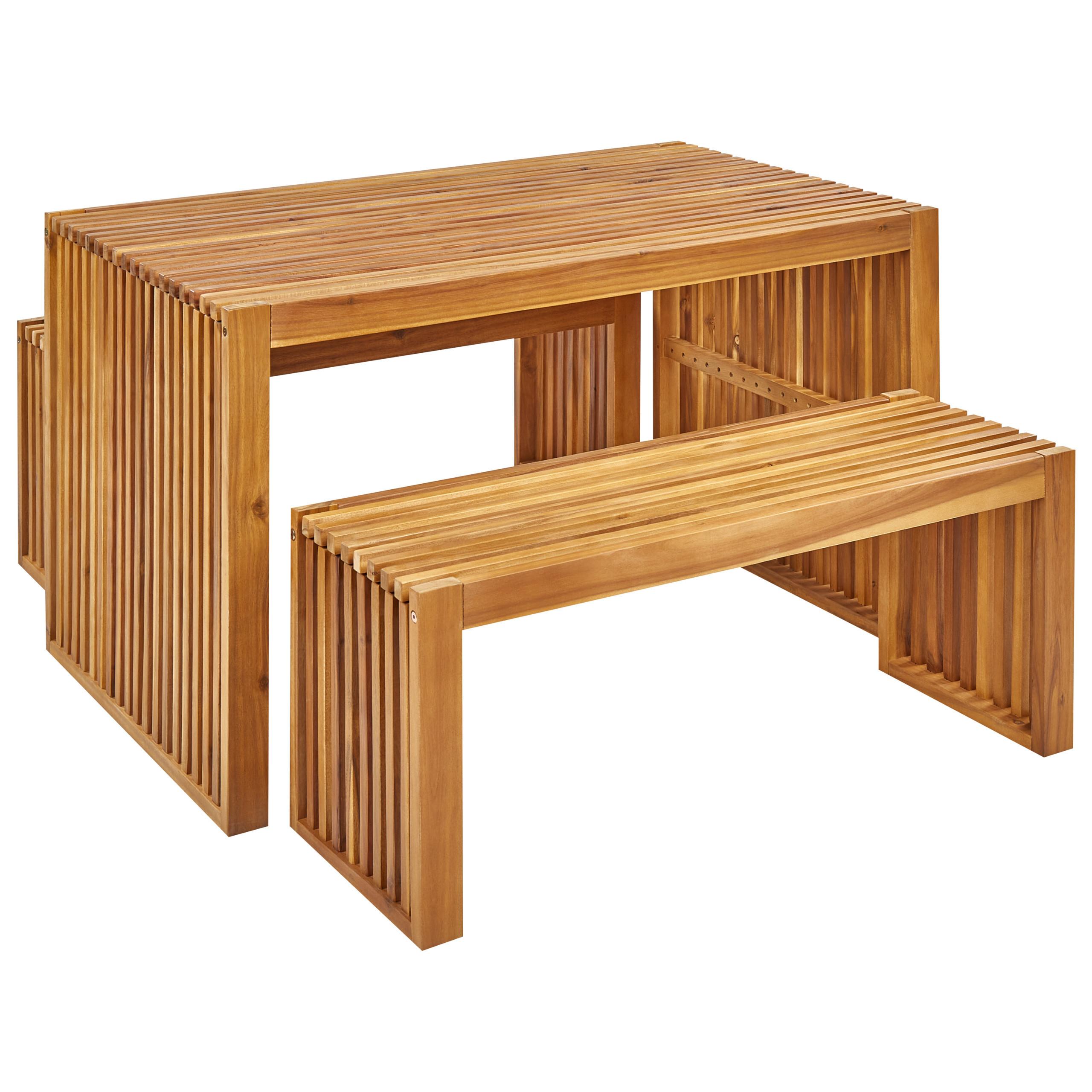 Wohnli Möbelsuche - GARTENMÖBEL SET 4-Sitzer Akazienholz hellbraun 3-teilig Bellano