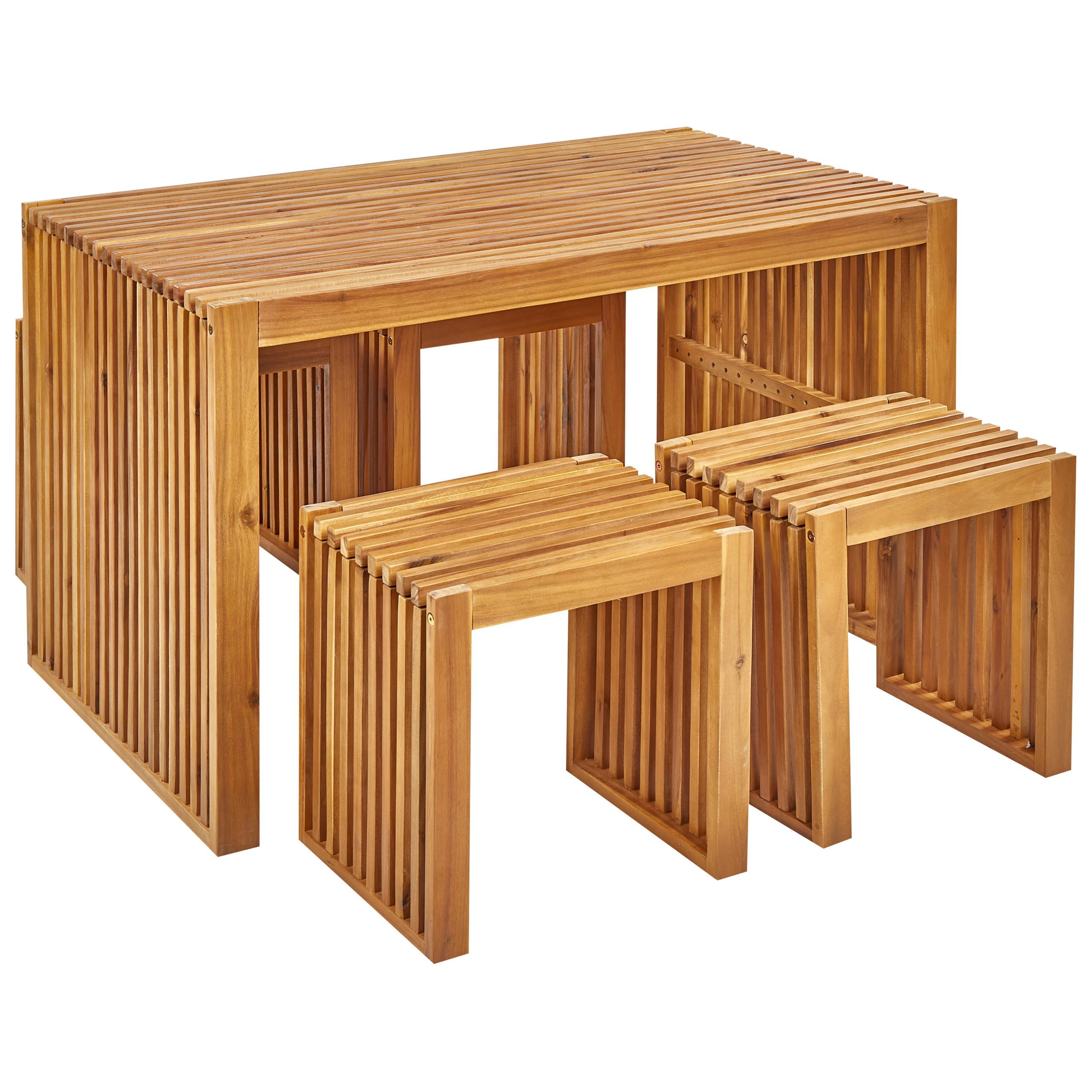 Wohnli Möbelsuche - GARTENMÖBEL SET 4-Sitzer Akazienholz hellbraun 5-teilig Bellano