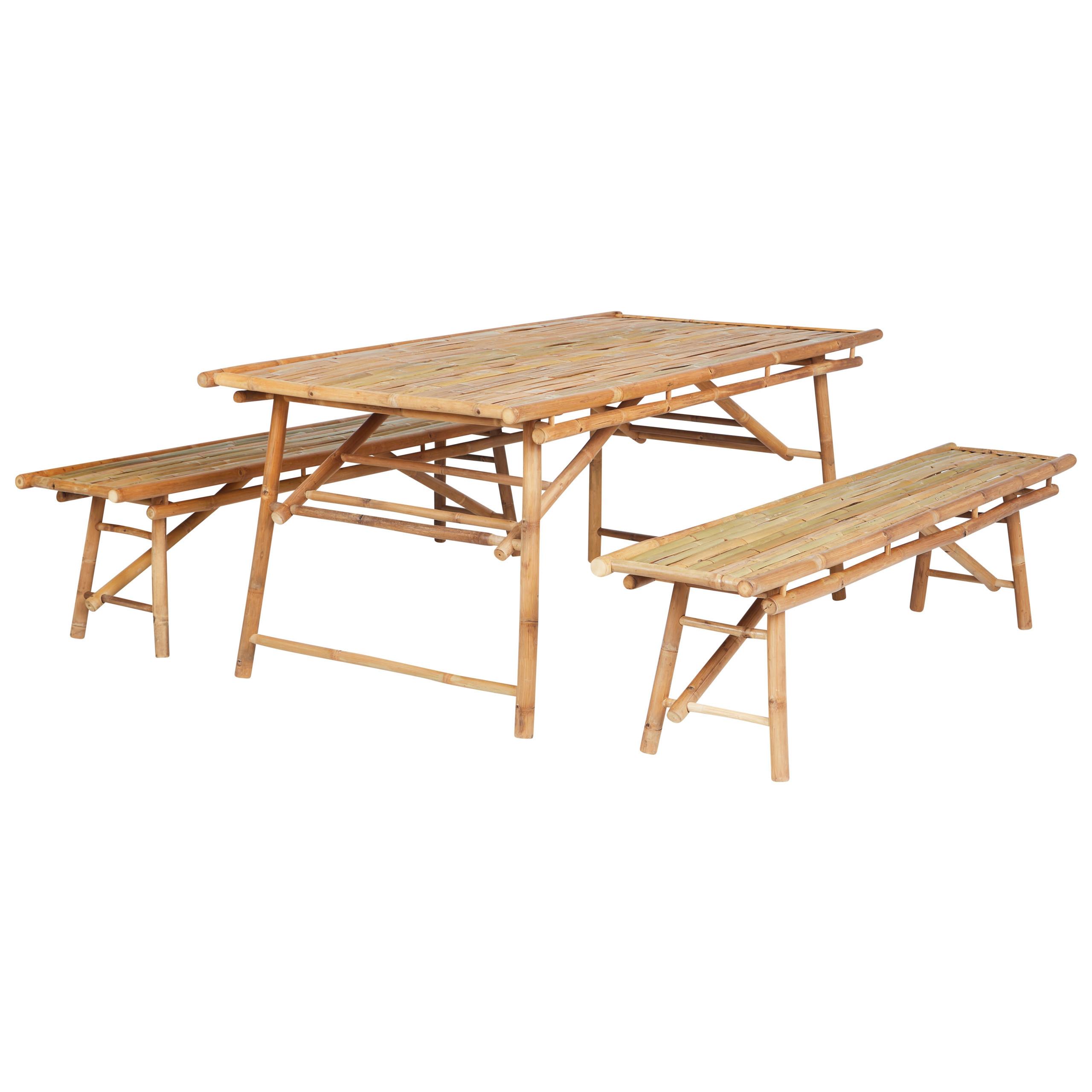 Wohnli Möbelsuche - GARTENMÖBEL SET 4-Sitzer Bambusholz hellbraun Tindari